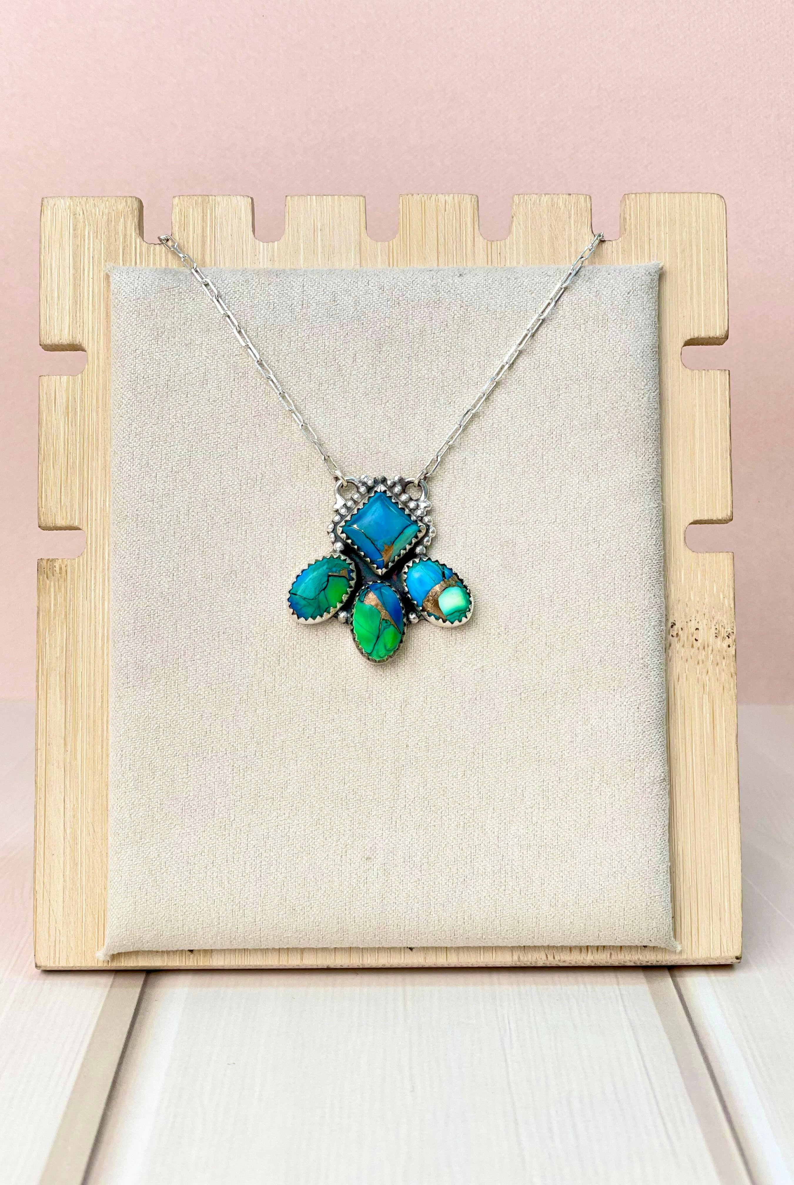 Desert Dream Peacock Dahlia Necklace-Necklaces-Krush Kandy, Women's Online Fashion Boutique Located in Phoenix, Arizona (Scottsdale Area)