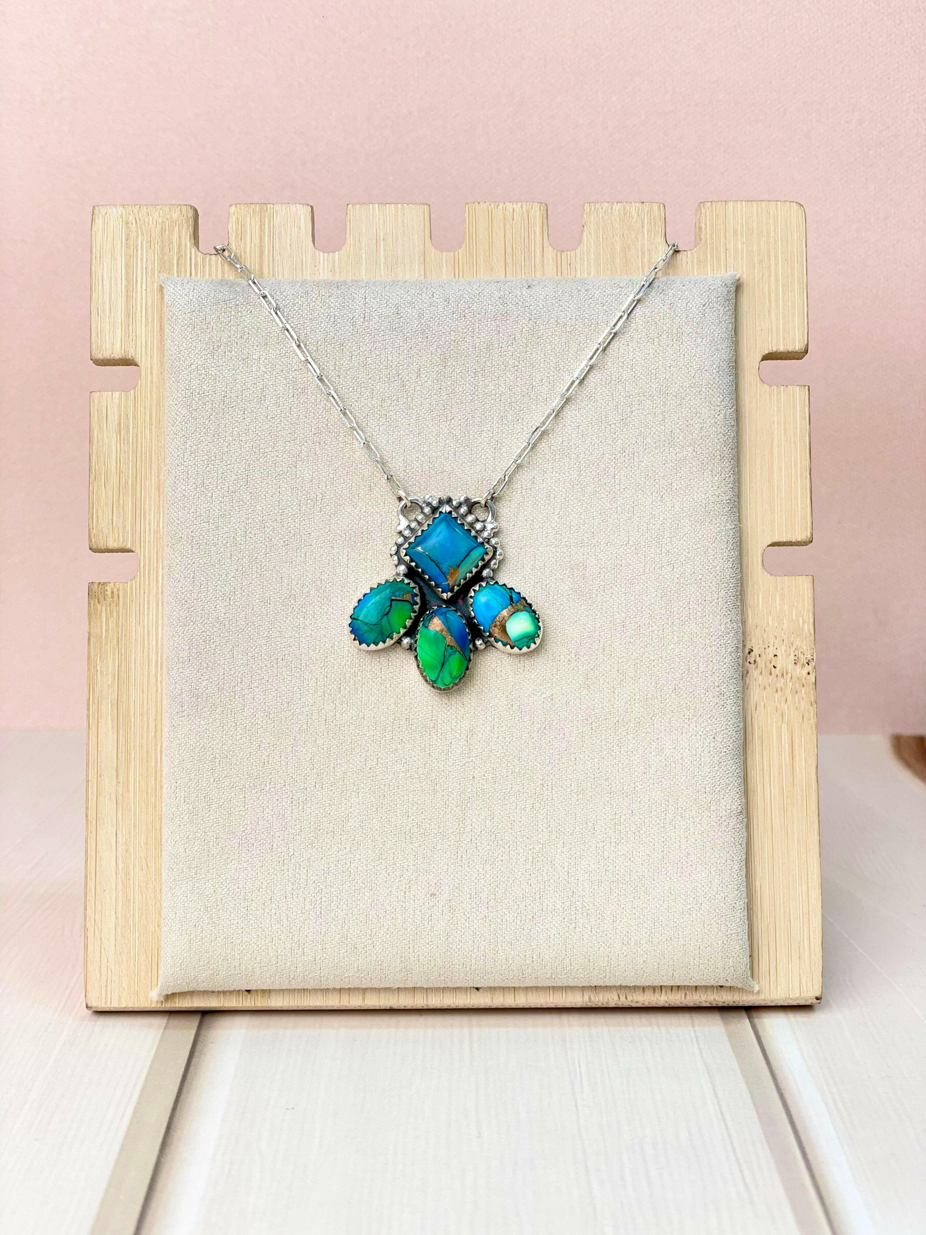 Desert Dream Peacock Dahlia Necklace-Necklaces-Krush Kandy, Women's Online Fashion Boutique Located in Phoenix, Arizona (Scottsdale Area)