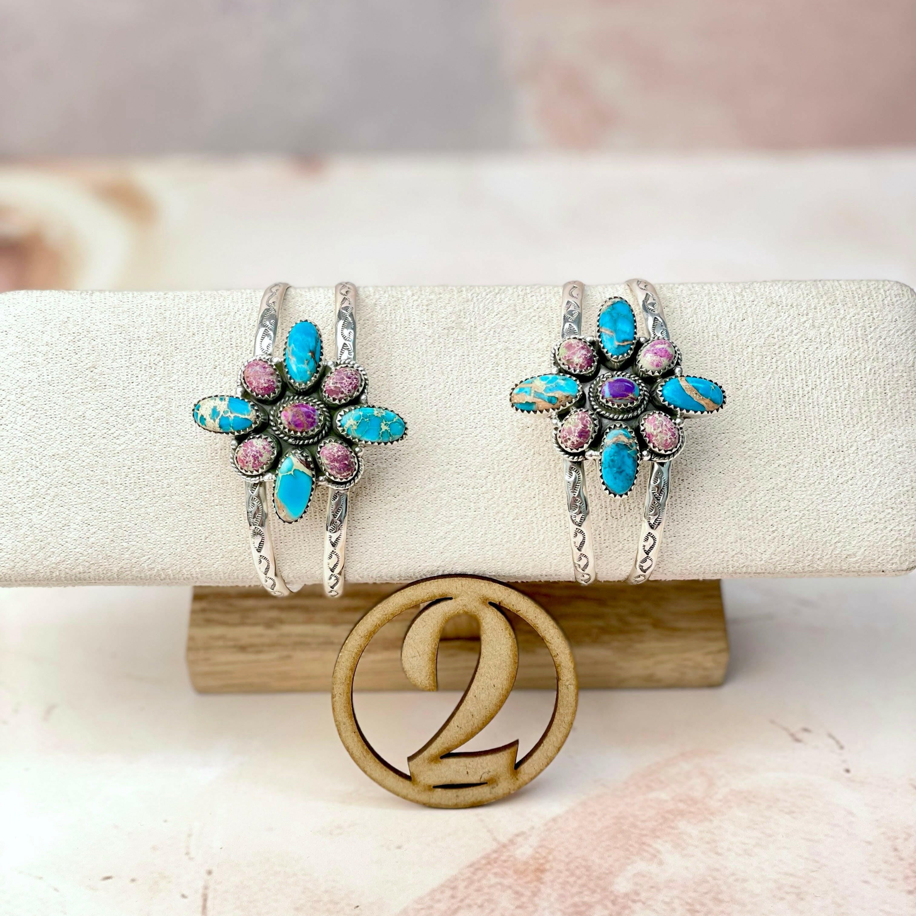 Desert Jasper Long Daisy Stone Cuffs-Bracelets-Krush Kandy, Women's Online Fashion Boutique Located in Phoenix, Arizona (Scottsdale Area)