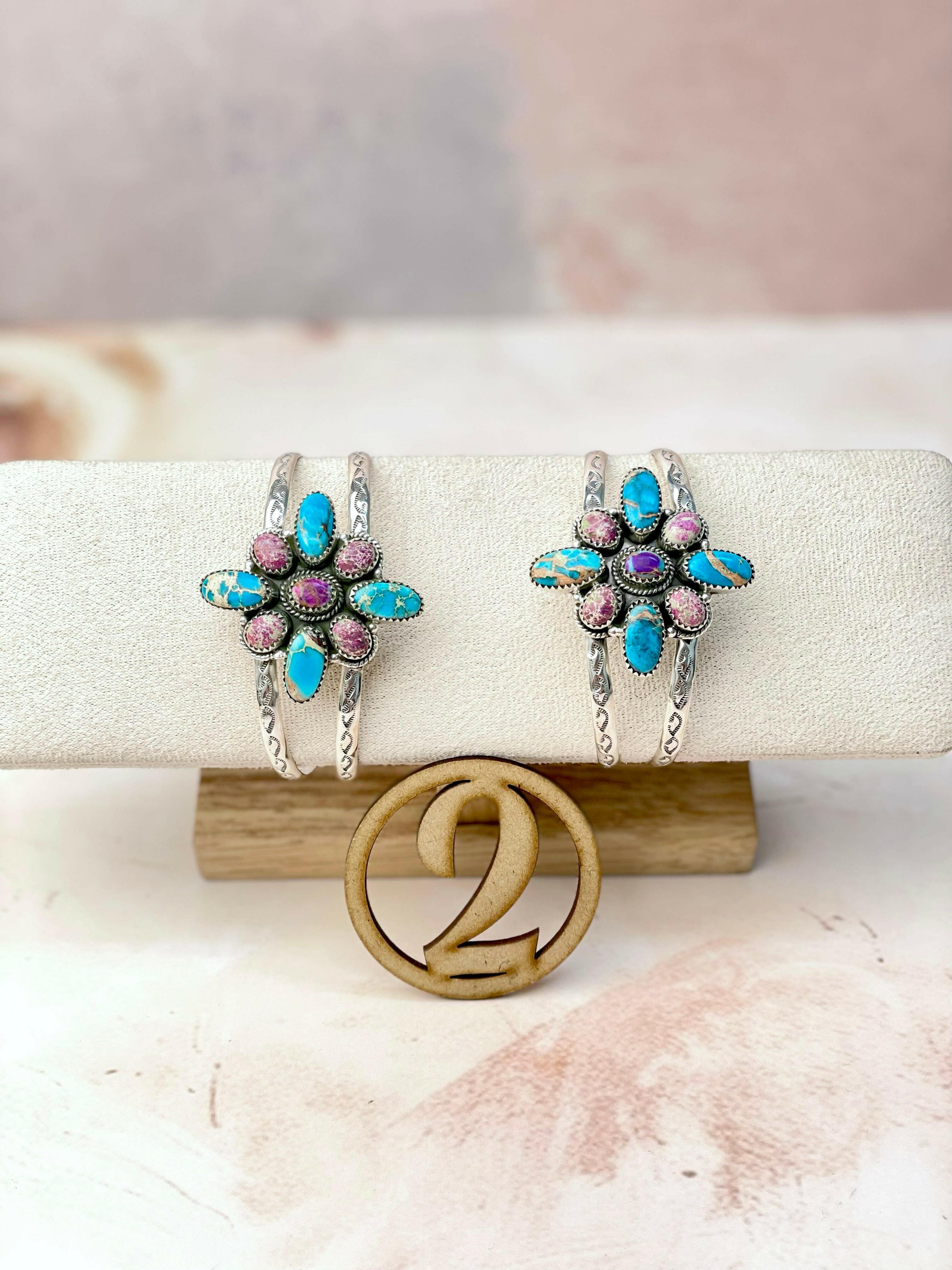 Desert Jasper Long Daisy Stone Cuffs-Bracelets-Krush Kandy, Women's Online Fashion Boutique Located in Phoenix, Arizona (Scottsdale Area)