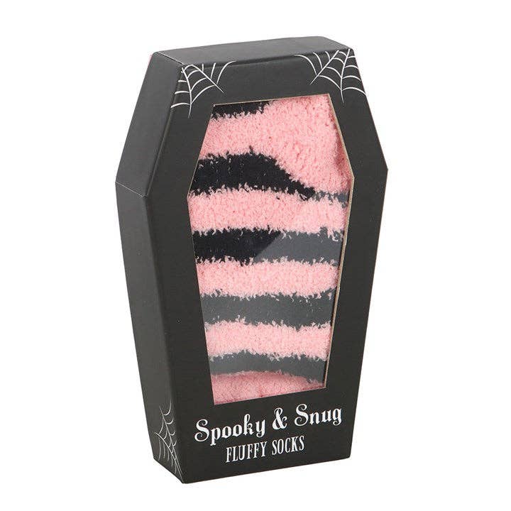 Pastel Pink and Black Striped Socks in Gothic Coffin Gift Box-Krush Kandy, Women's Online Fashion Boutique Located in Phoenix, Arizona (Scottsdale Area)