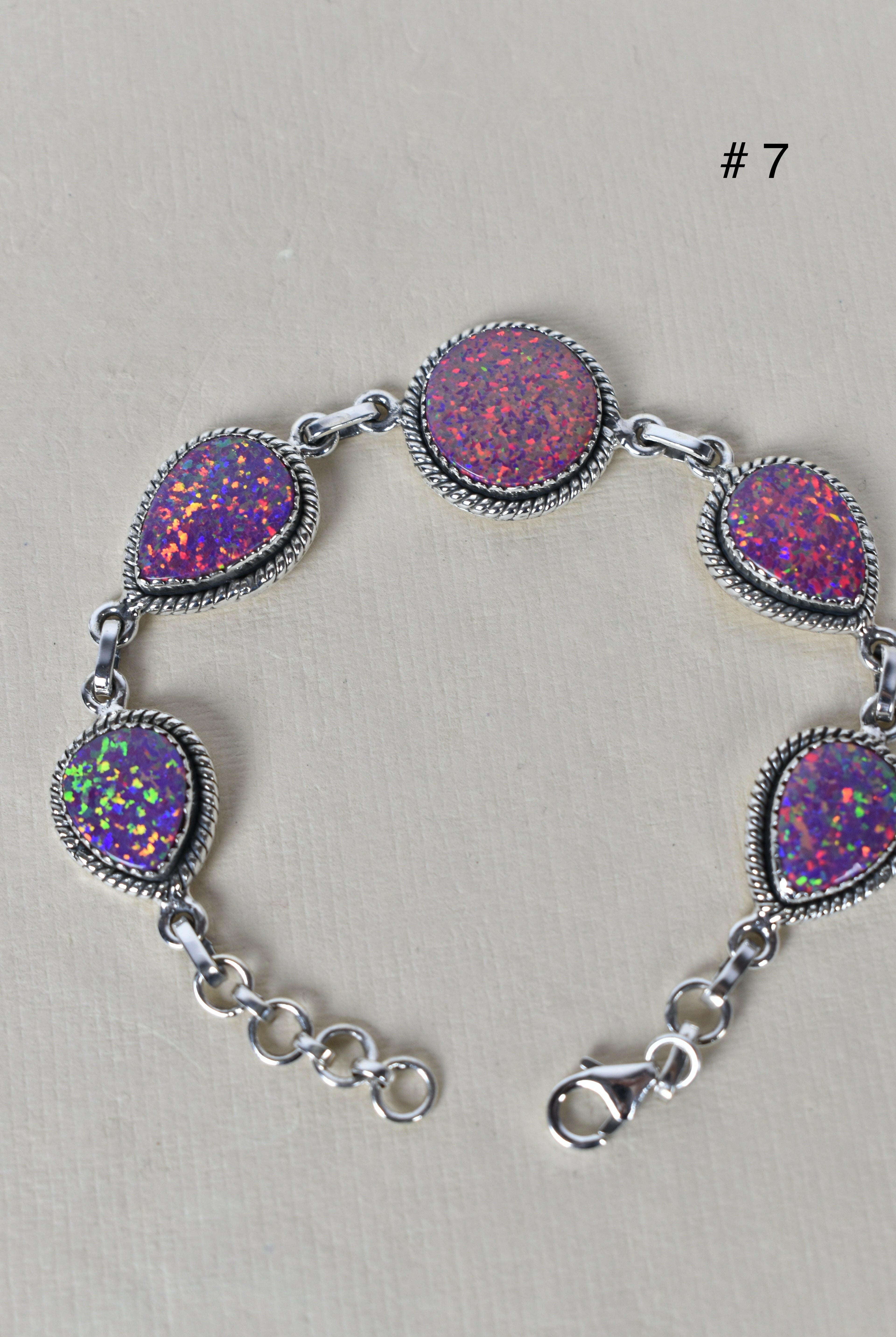 ONE OF A KIND STERLING SILVER 5 STONE BRACELET-Gemstone Bracelets-Krush Kandy, Women's Online Fashion Boutique Located in Phoenix, Arizona (Scottsdale Area)