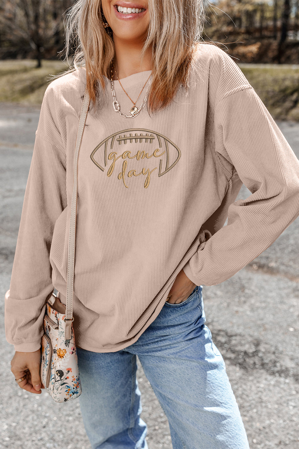 Game Day Corduroy Embroidered Top-Sweatshirts-Krush Kandy, Women's Online Fashion Boutique Located in Phoenix, Arizona (Scottsdale Area)