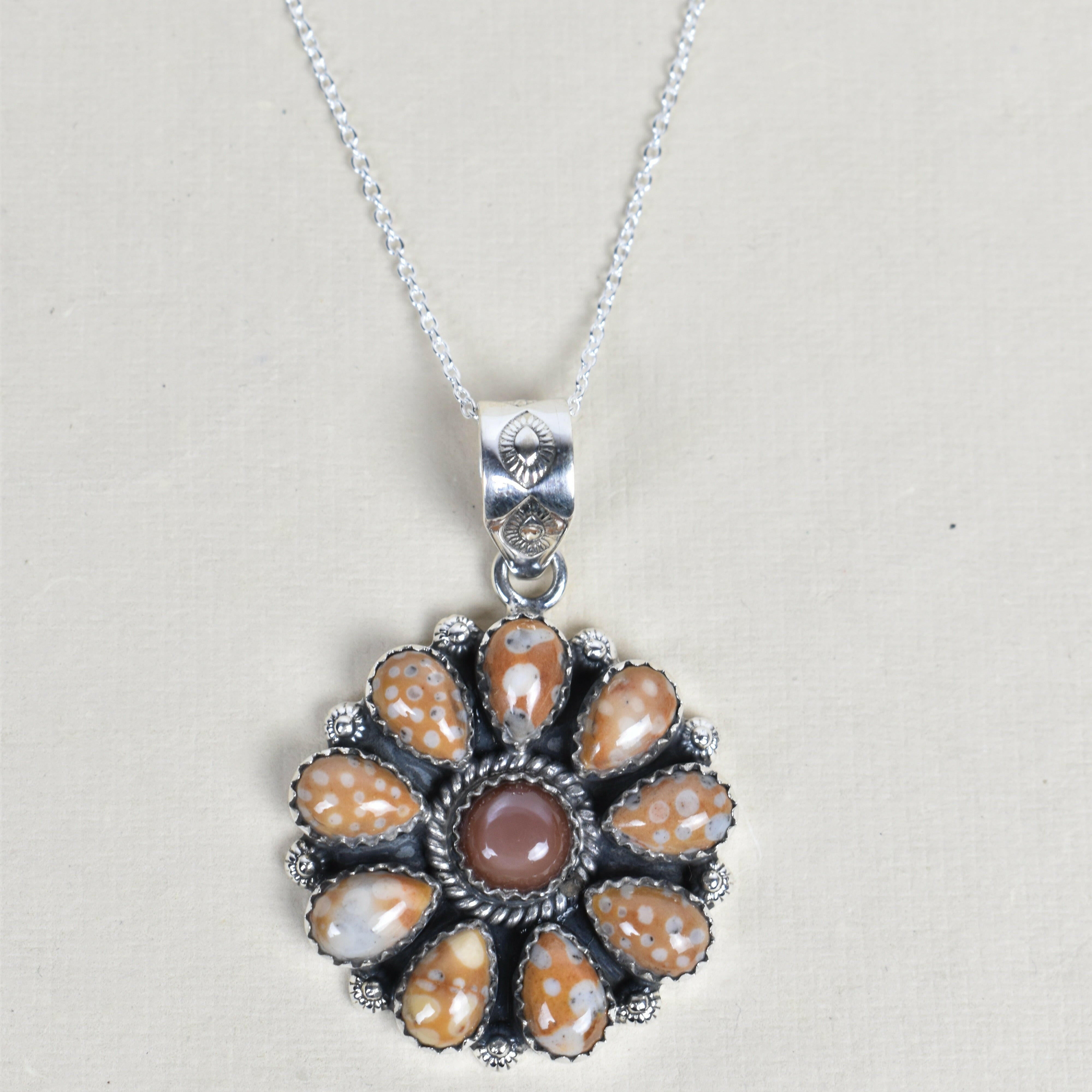 Daisy Days Sterling Silver & Stone Cluster Necklaces-Pendant Necklaces-Krush Kandy, Women's Online Fashion Boutique Located in Phoenix, Arizona (Scottsdale Area)