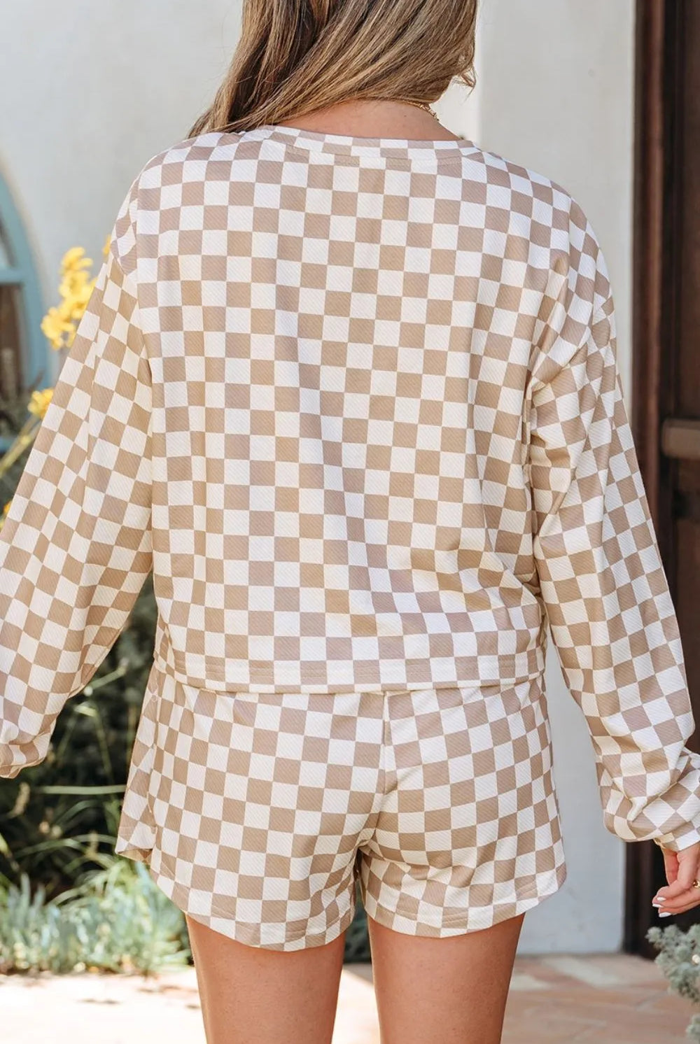 Checkered Long Sleeve Top and Skirt Two-Piece Set-2 Piece Outfit Sets-Krush Kandy, Women's Online Fashion Boutique Located in Phoenix, Arizona (Scottsdale Area)