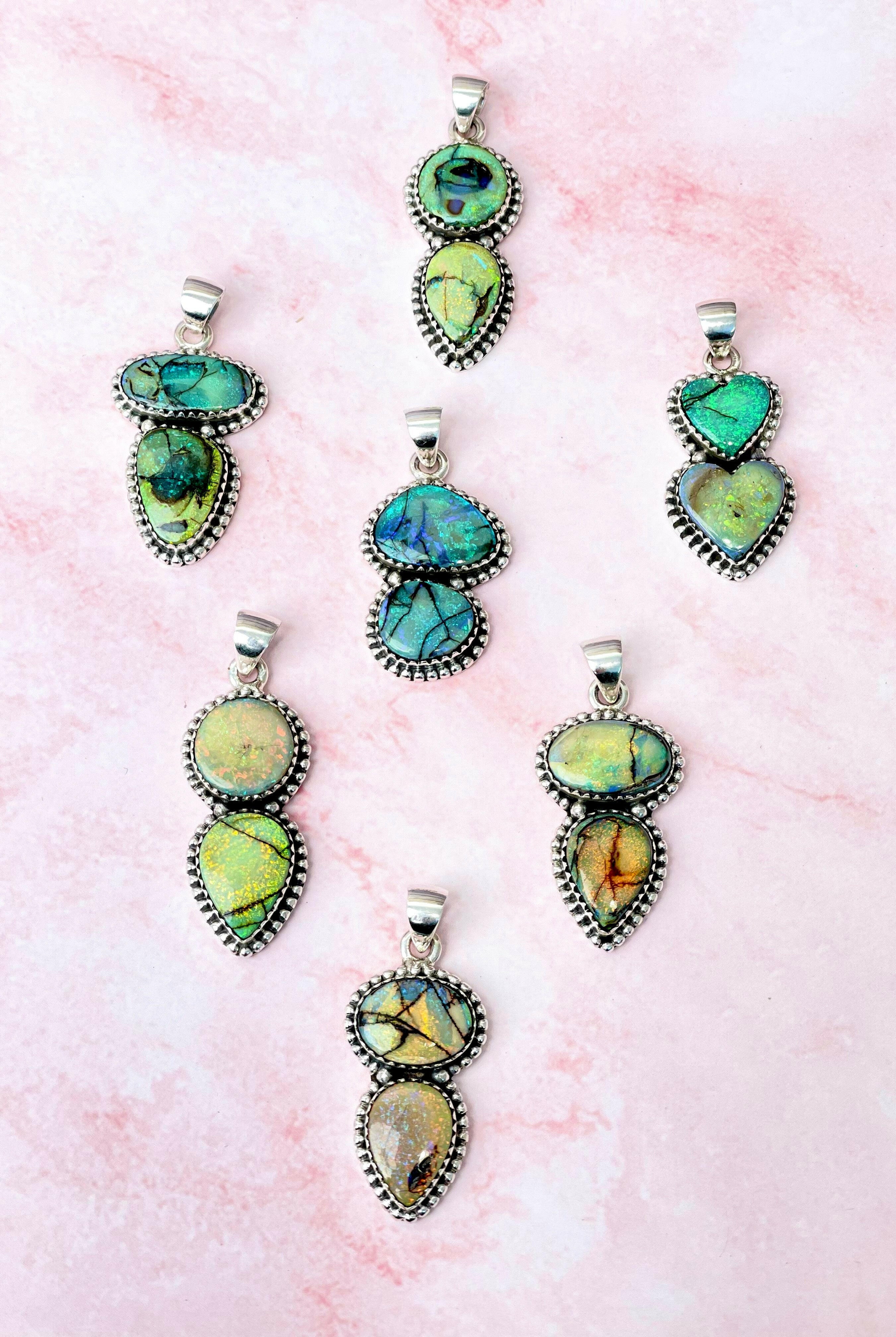Sterling Opal Slab Pendants-Necklaces-Krush Kandy, Women's Online Fashion Boutique Located in Phoenix, Arizona (Scottsdale Area)