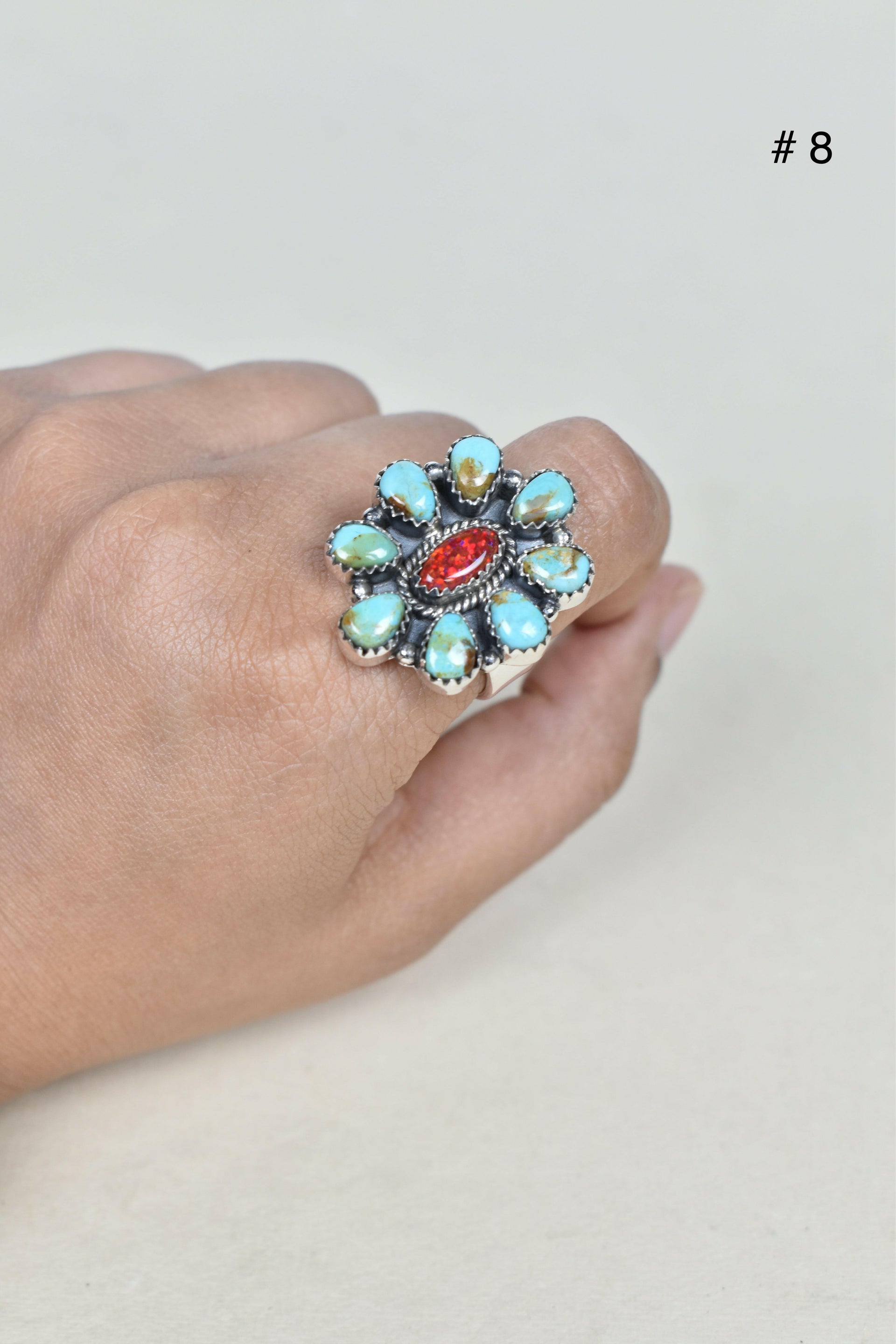 Turquoise Halo Delight Ring-Cluster Rings-Krush Kandy, Women's Online Fashion Boutique Located in Phoenix, Arizona (Scottsdale Area)