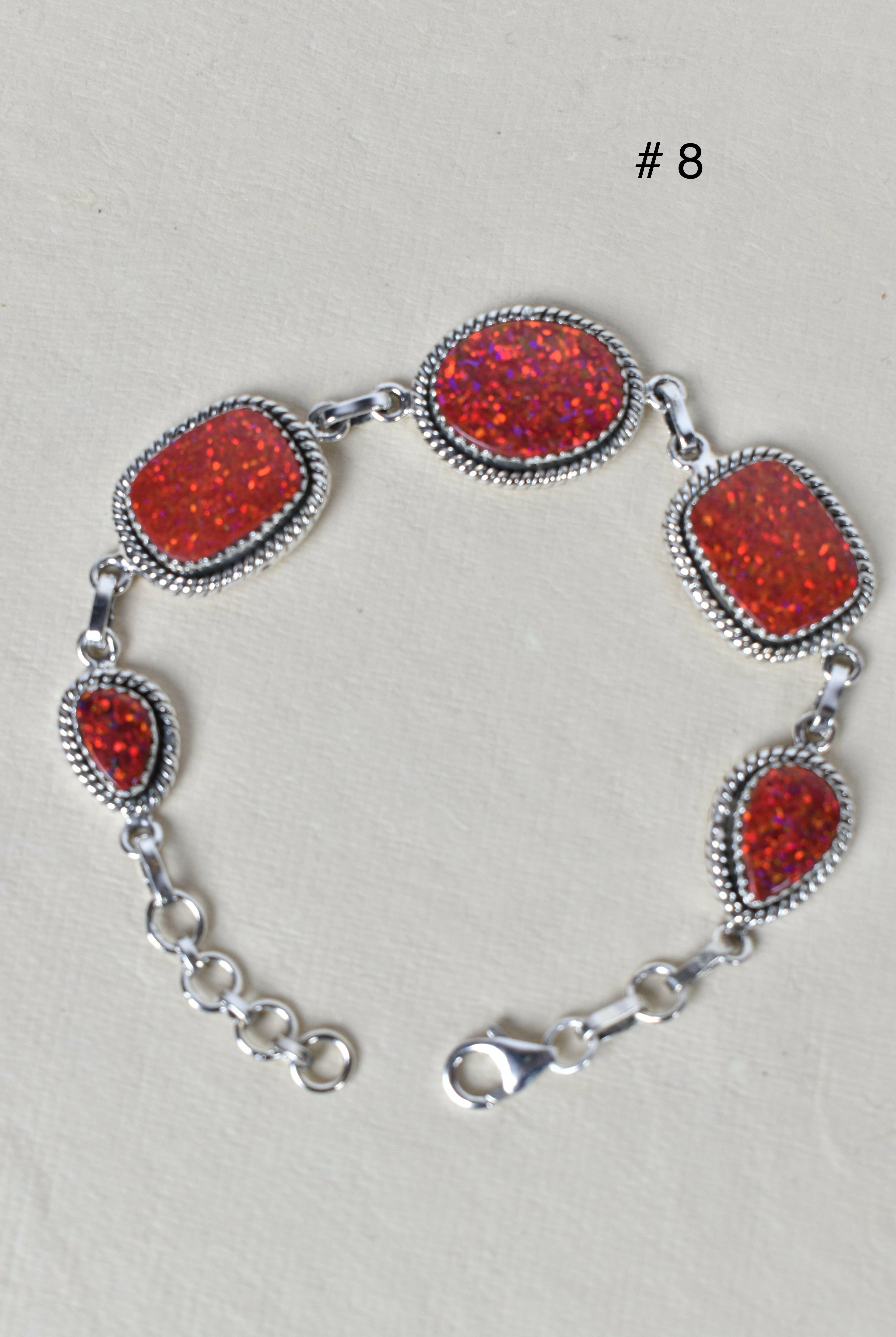 ONE OF A KIND STERLING SILVER 5 STONE BRACELET-Gemstone Bracelets-Krush Kandy, Women's Online Fashion Boutique Located in Phoenix, Arizona (Scottsdale Area)