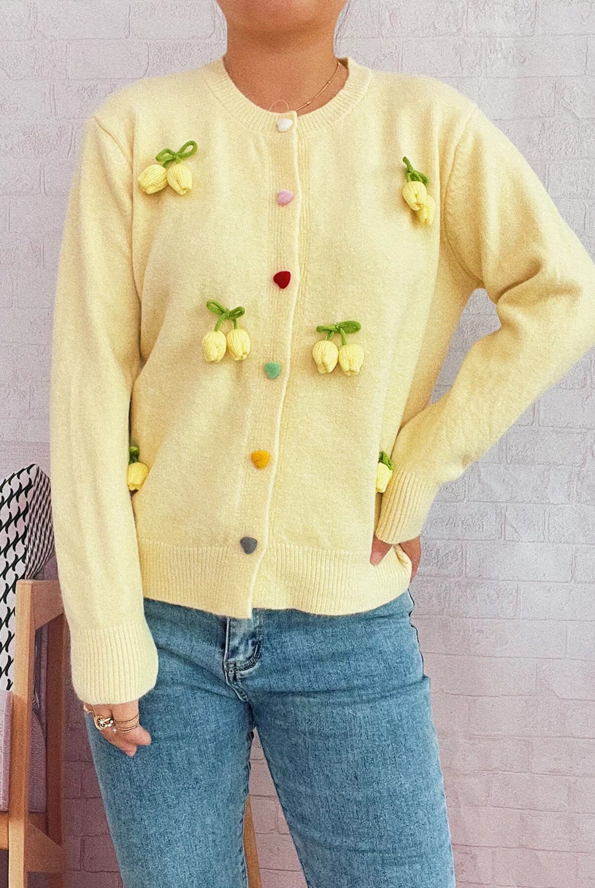 Flower Button Up Long Sleeve Cardigan-Cardigans-Krush Kandy, Women's Online Fashion Boutique Located in Phoenix, Arizona (Scottsdale Area)