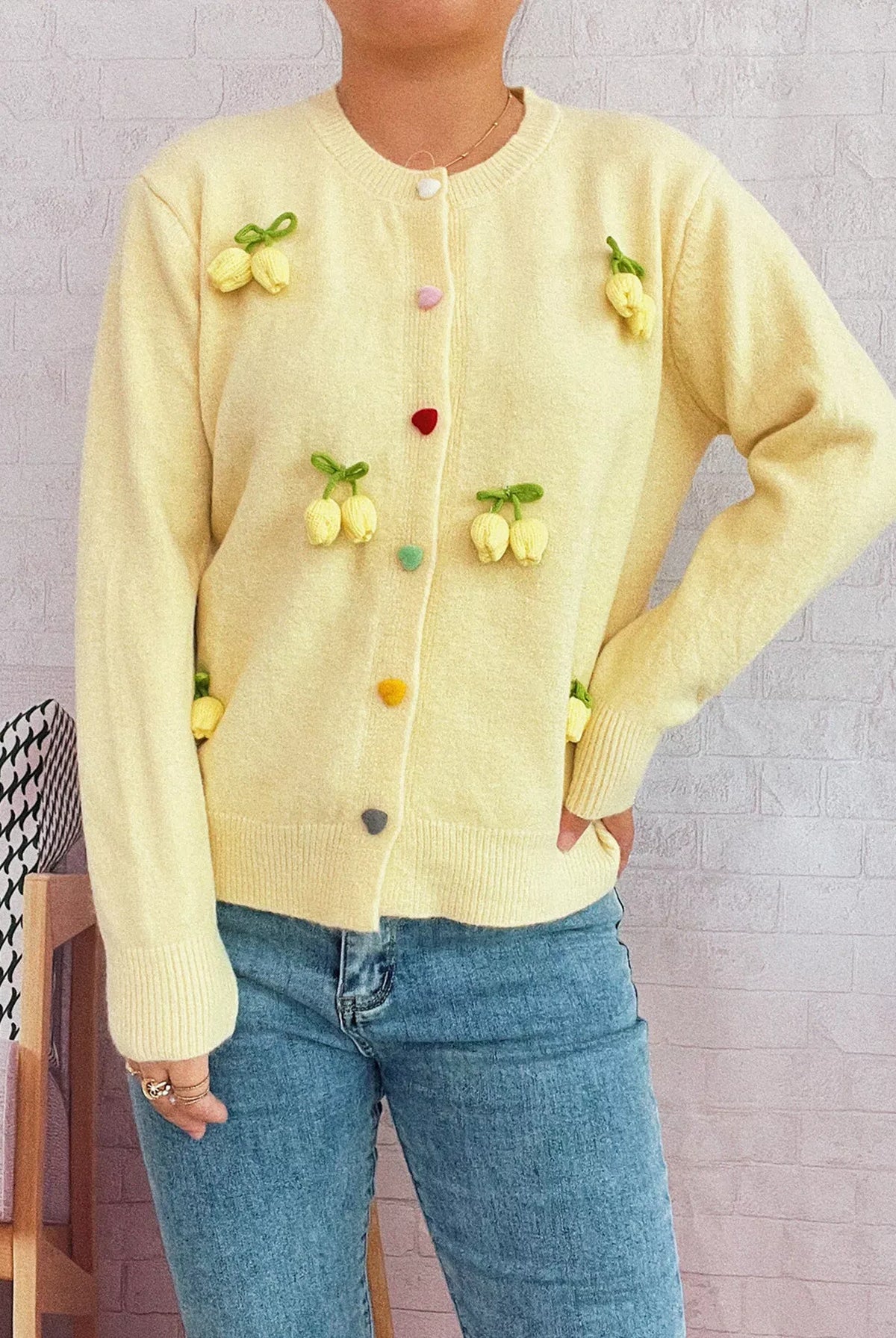 Flower Button Up Long Sleeve Cardigan-Cardigans-Krush Kandy, Women's Online Fashion Boutique Located in Phoenix, Arizona (Scottsdale Area)