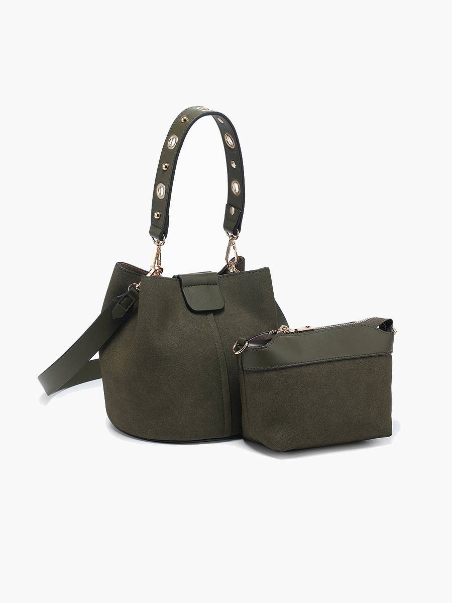 Farrah Suede Bucket Bag w/ Top Handle & Inner Bag-handbag-Krush Kandy, Women's Online Fashion Boutique Located in Phoenix, Arizona (Scottsdale Area)