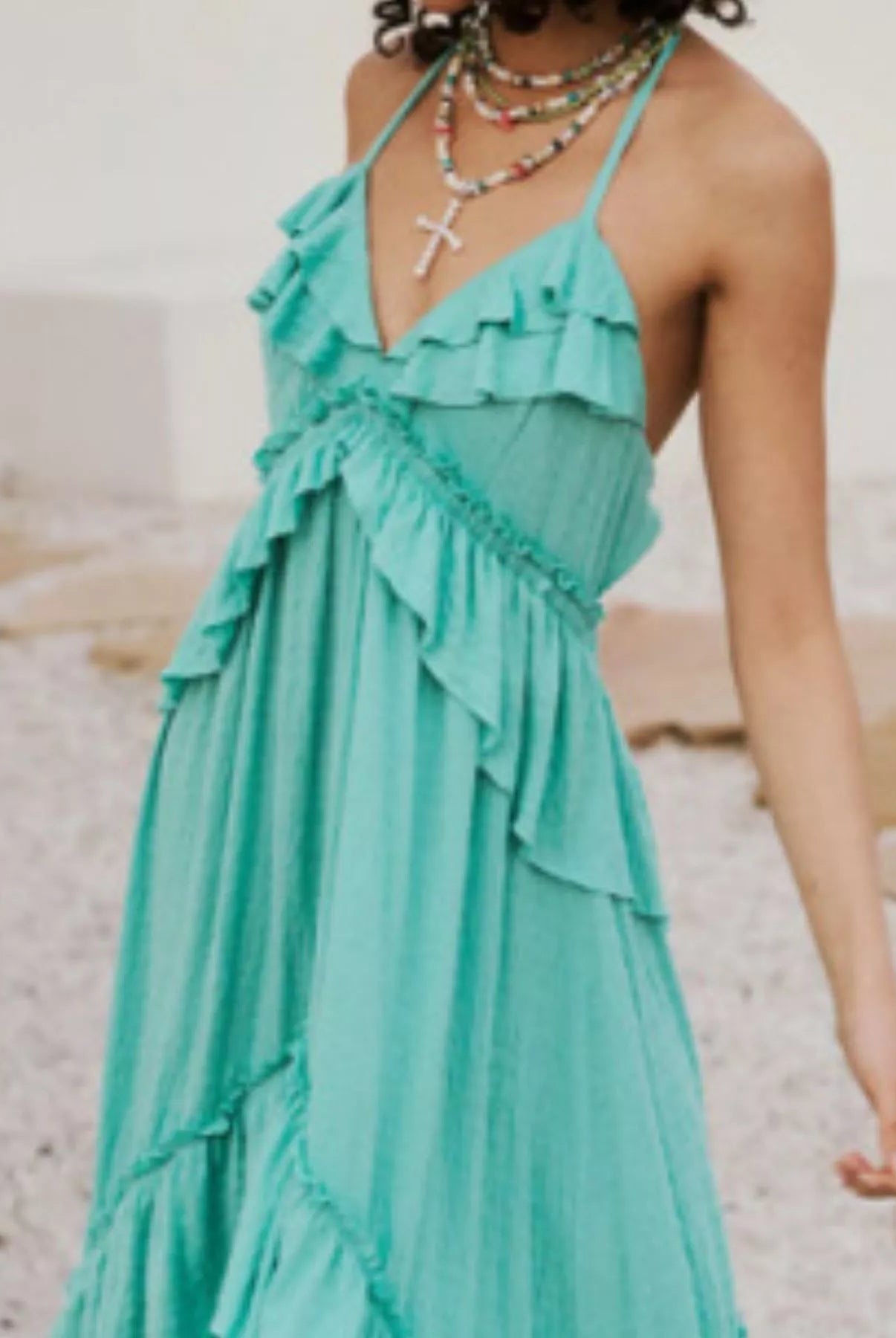 Ruffled Halter Neck Maxi Dress-Dresses-Krush Kandy, Women's Online Fashion Boutique Located in Phoenix, Arizona (Scottsdale Area)