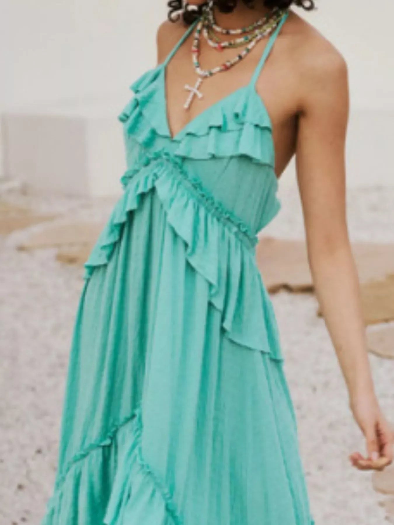 Ruffled Halter Neck Maxi Dress-Dresses-Krush Kandy, Women's Online Fashion Boutique Located in Phoenix, Arizona (Scottsdale Area)