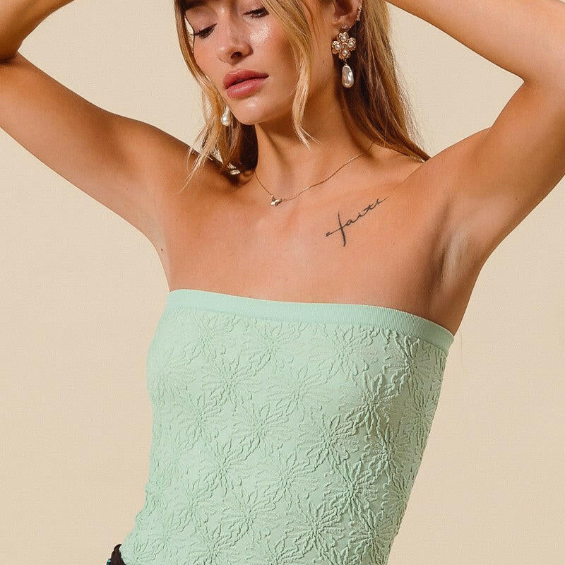Jacquard Floral Seamless Tube Top-Tops-Krush Kandy, Women's Online Fashion Boutique Located in Phoenix, Arizona (Scottsdale Area)