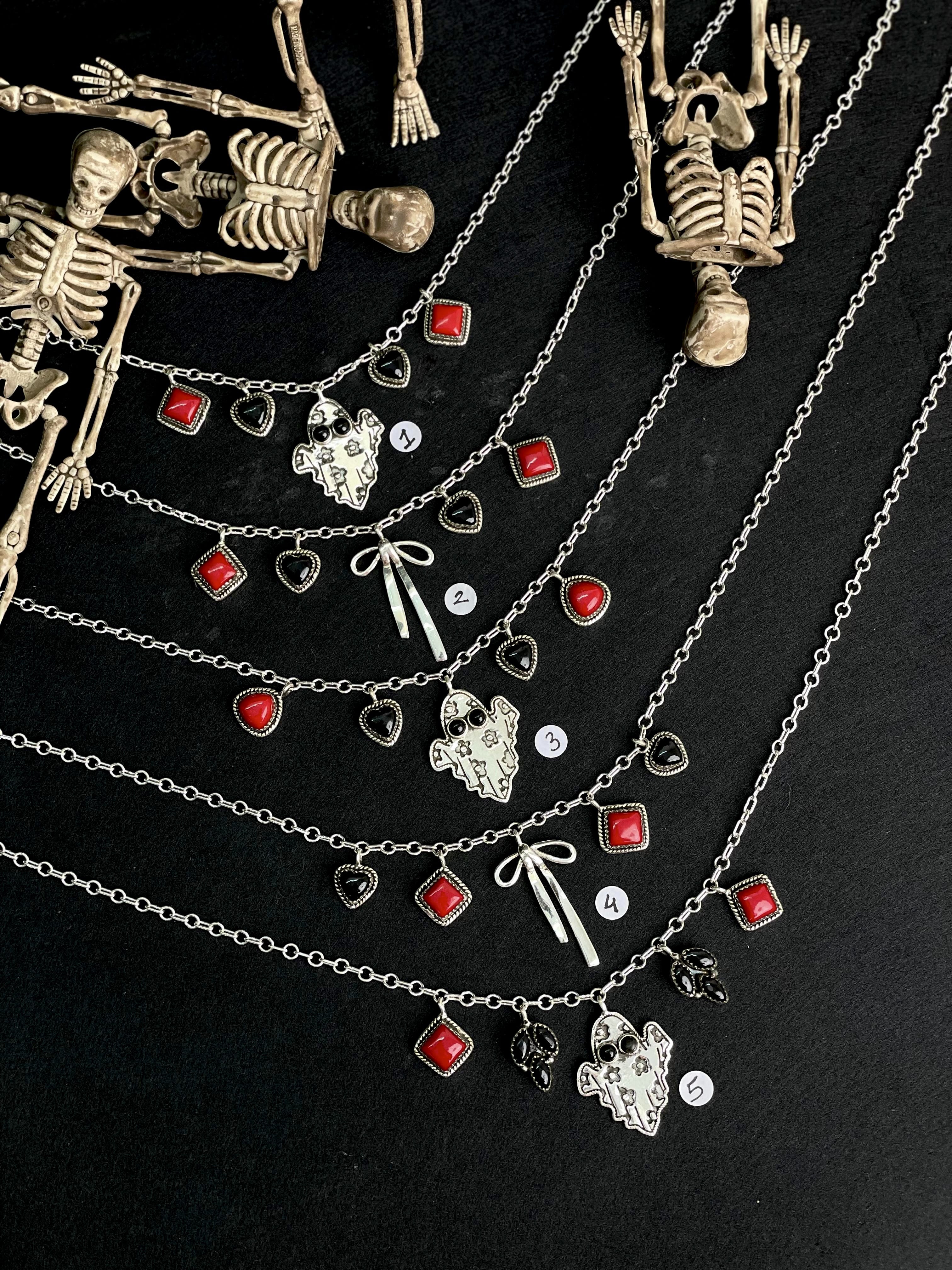 Halloween Charm Necklace Rosarita & Black Onyx sno 12-Necklaces-Krush Kandy, Women's Online Fashion Boutique Located in Phoenix, Arizona (Scottsdale Area)