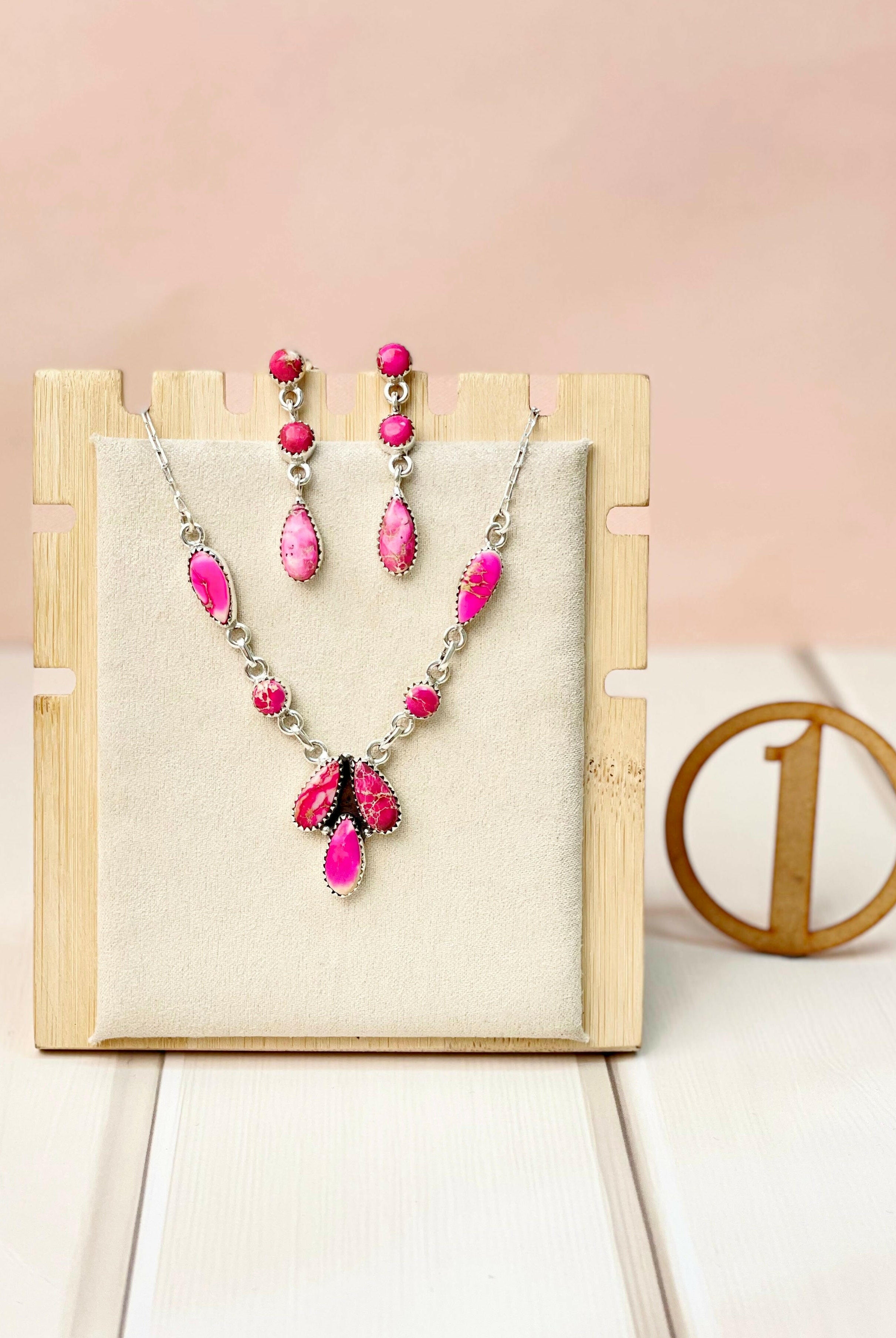 High Desert Glow Jasper Necklace and Earrings Set-Necklaces-Krush Kandy, Women's Online Fashion Boutique Located in Phoenix, Arizona (Scottsdale Area)