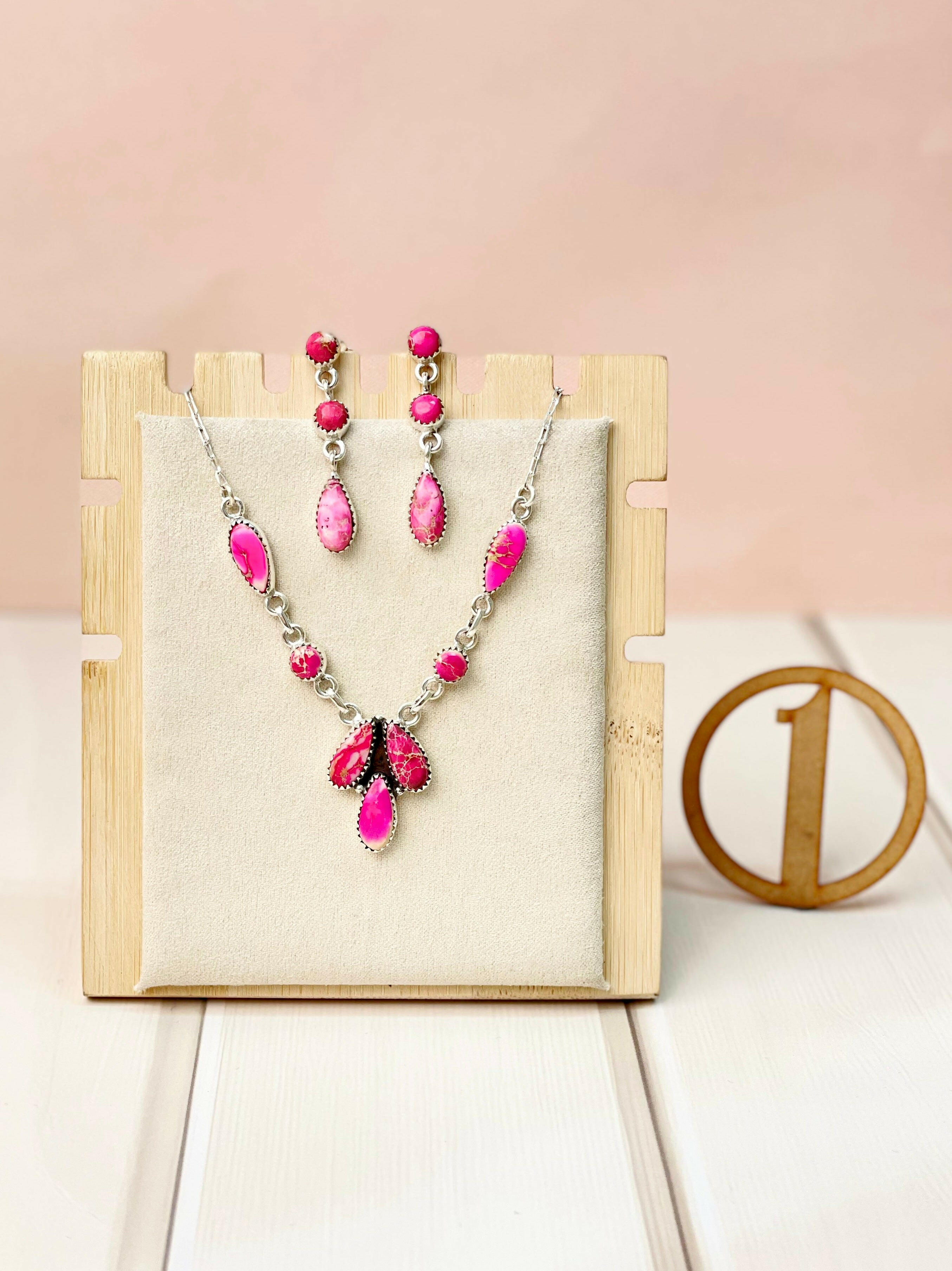 High Desert Glow Jasper Necklace and Earrings Set-Necklaces-Krush Kandy, Women's Online Fashion Boutique Located in Phoenix, Arizona (Scottsdale Area)