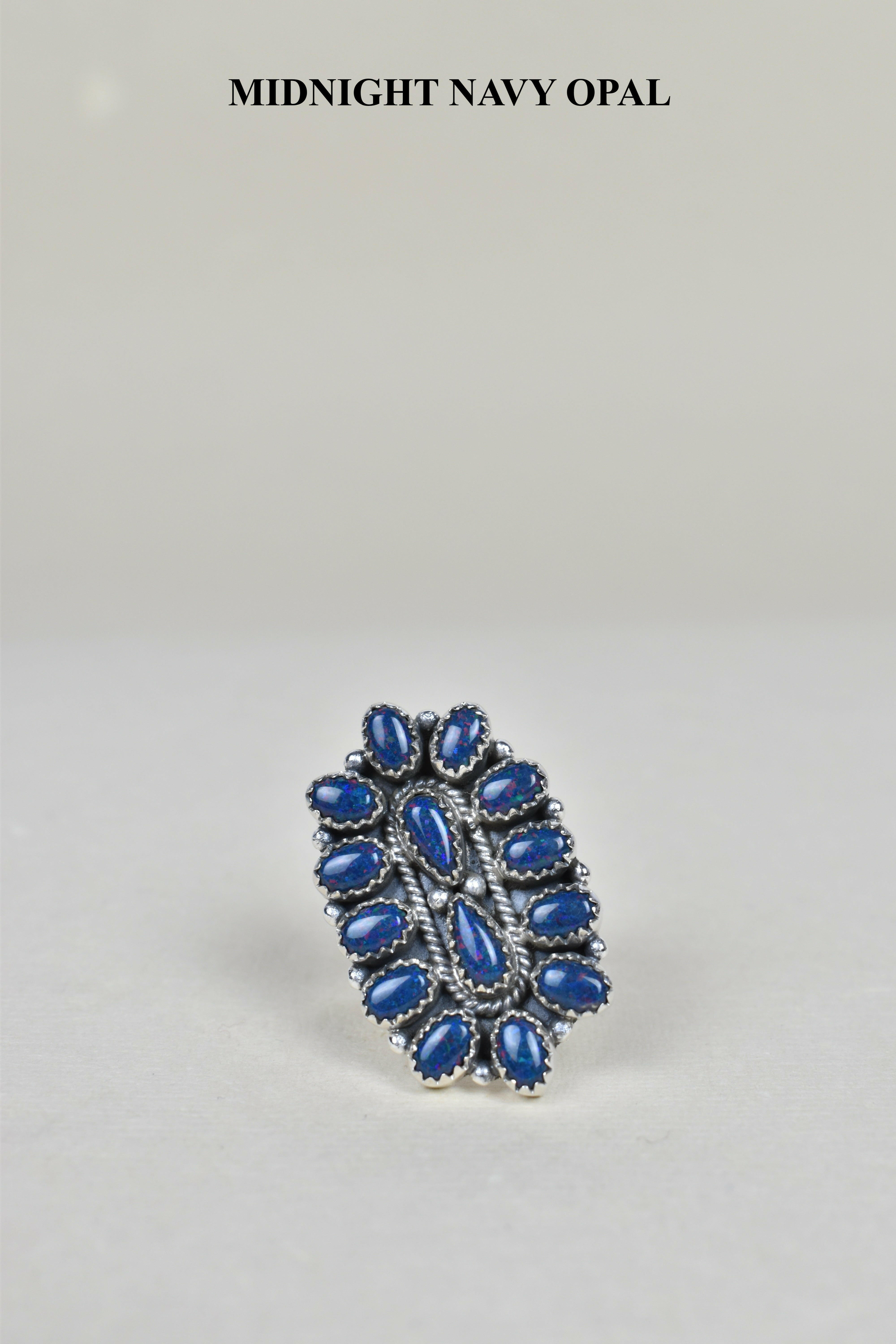 Dainty Long Blossom Cluster Opal Ring-Cluster Rings-Krush Kandy, Women's Online Fashion Boutique Located in Phoenix, Arizona (Scottsdale Area)