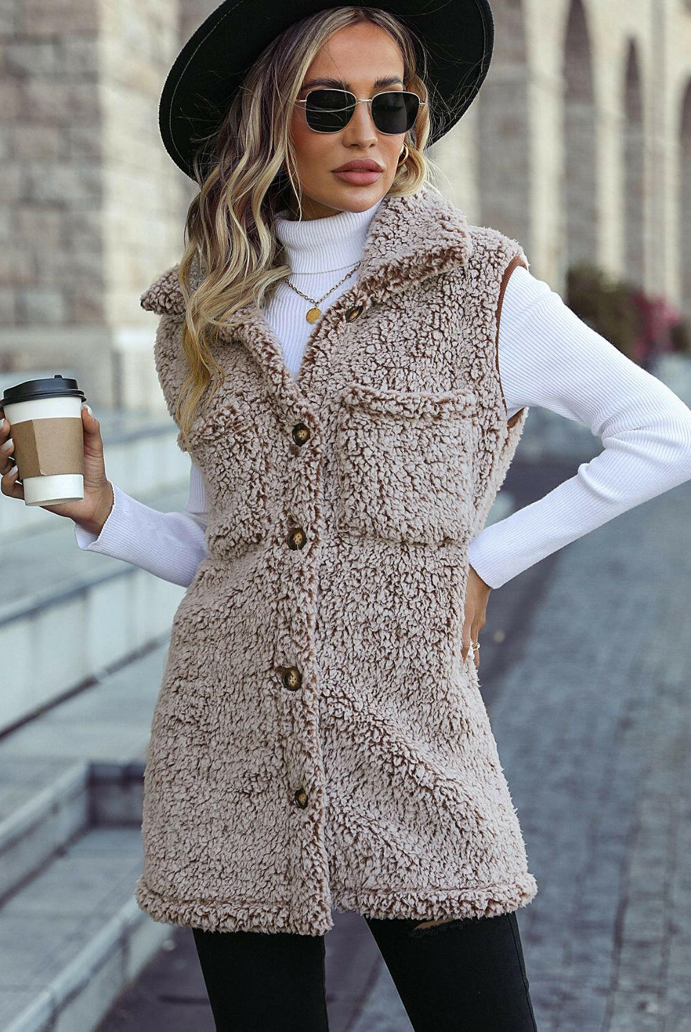 Full Size Button Down Collared Neck Vest-Krush Kandy, Women's Online Fashion Boutique Located in Phoenix, Arizona (Scottsdale Area)
