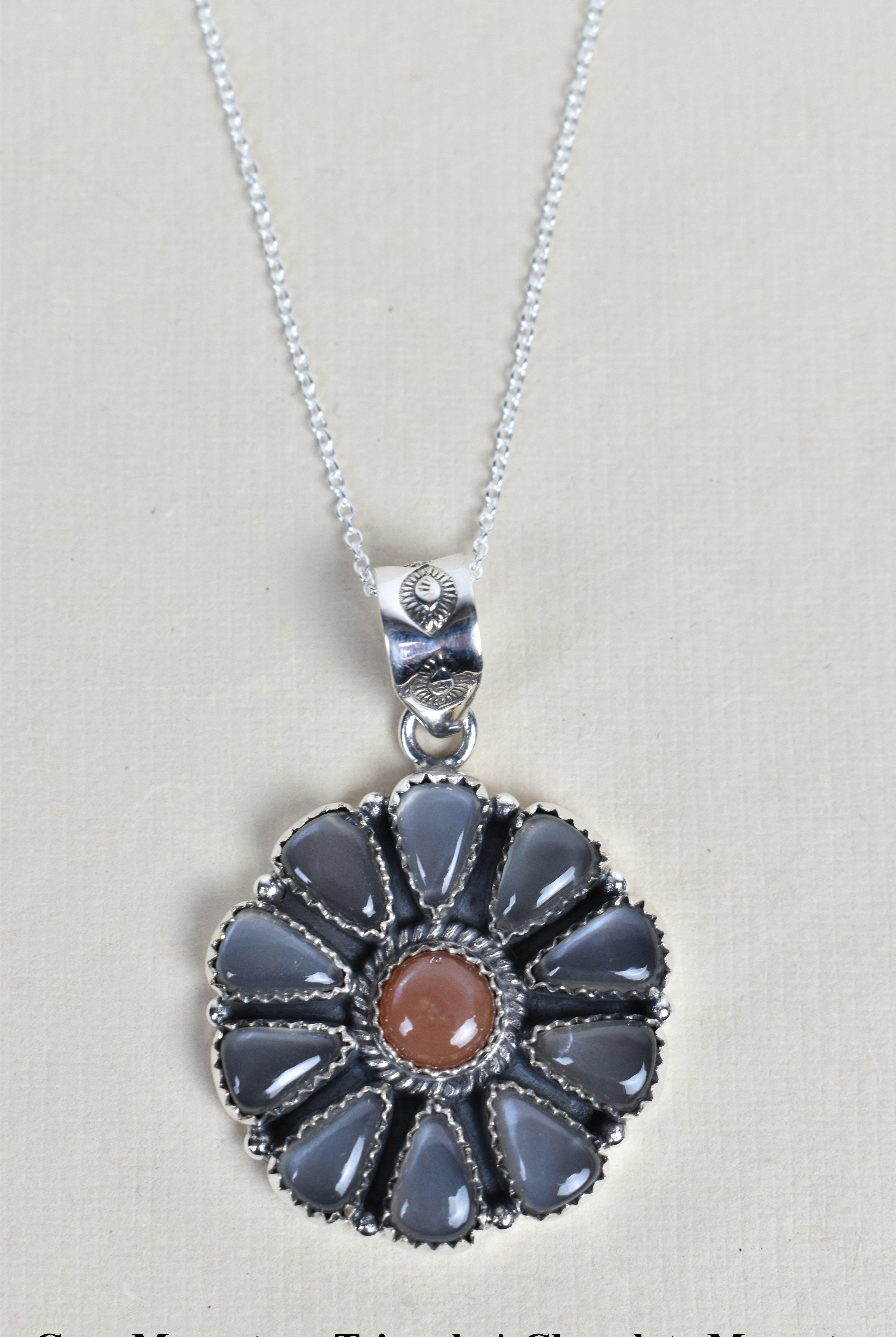 Daisy Days Sterling Silver & Stone Cluster Necklaces-Pendant Necklaces-Krush Kandy, Women's Online Fashion Boutique Located in Phoenix, Arizona (Scottsdale Area)