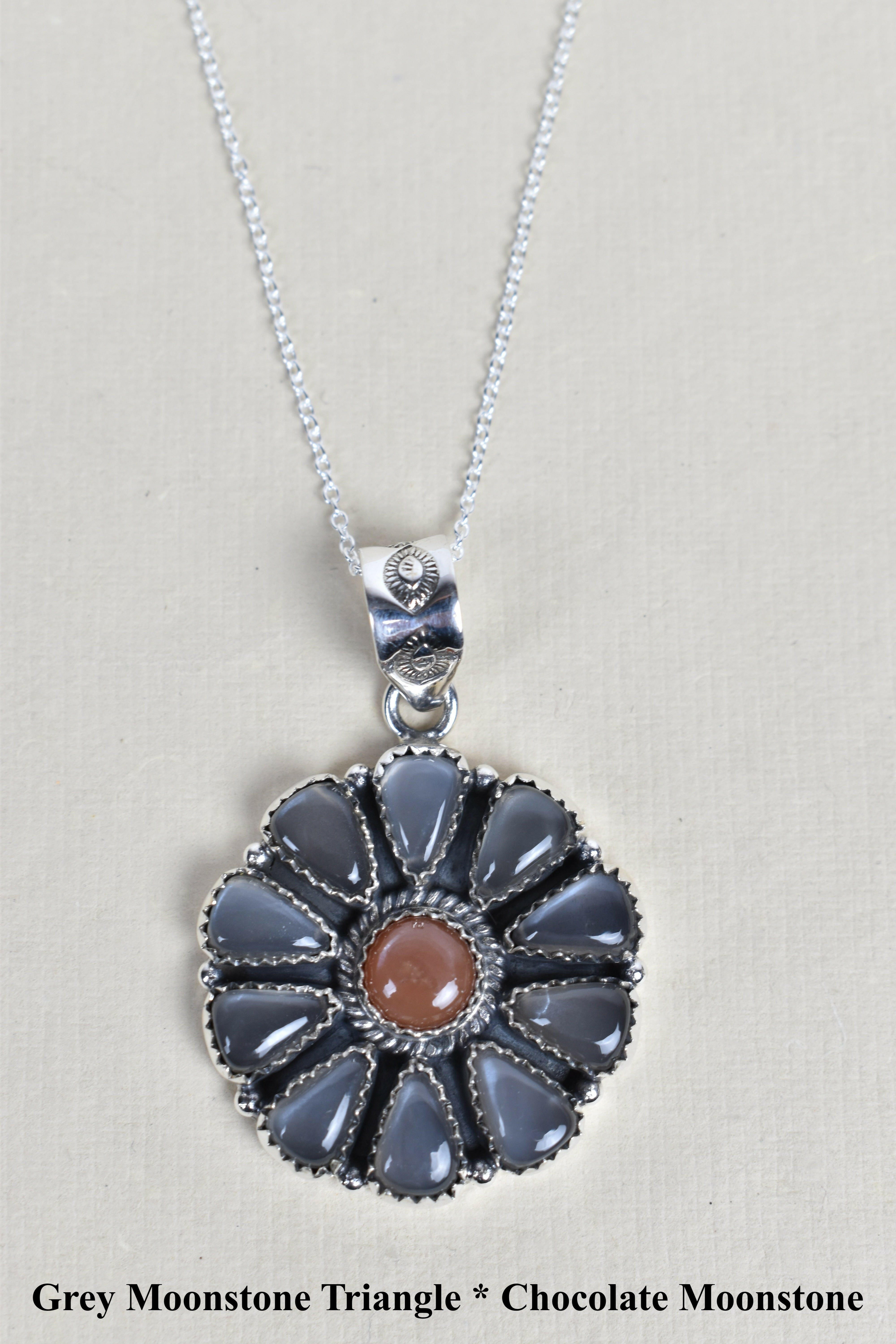 Daisy Days Sterling Silver & Stone Cluster Necklaces-Pendant Necklaces-Krush Kandy, Women's Online Fashion Boutique Located in Phoenix, Arizona (Scottsdale Area)