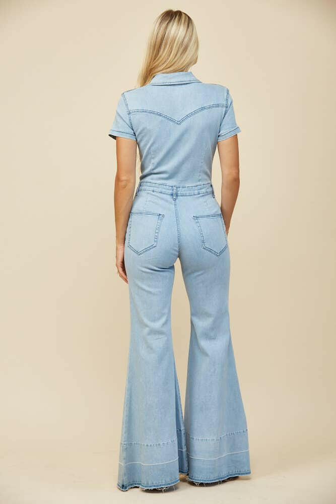 High Noon Denim Jumpsuit-Jumpsuits & Rompers-Krush Kandy, Women's Online Fashion Boutique Located in Phoenix, Arizona (Scottsdale Area)