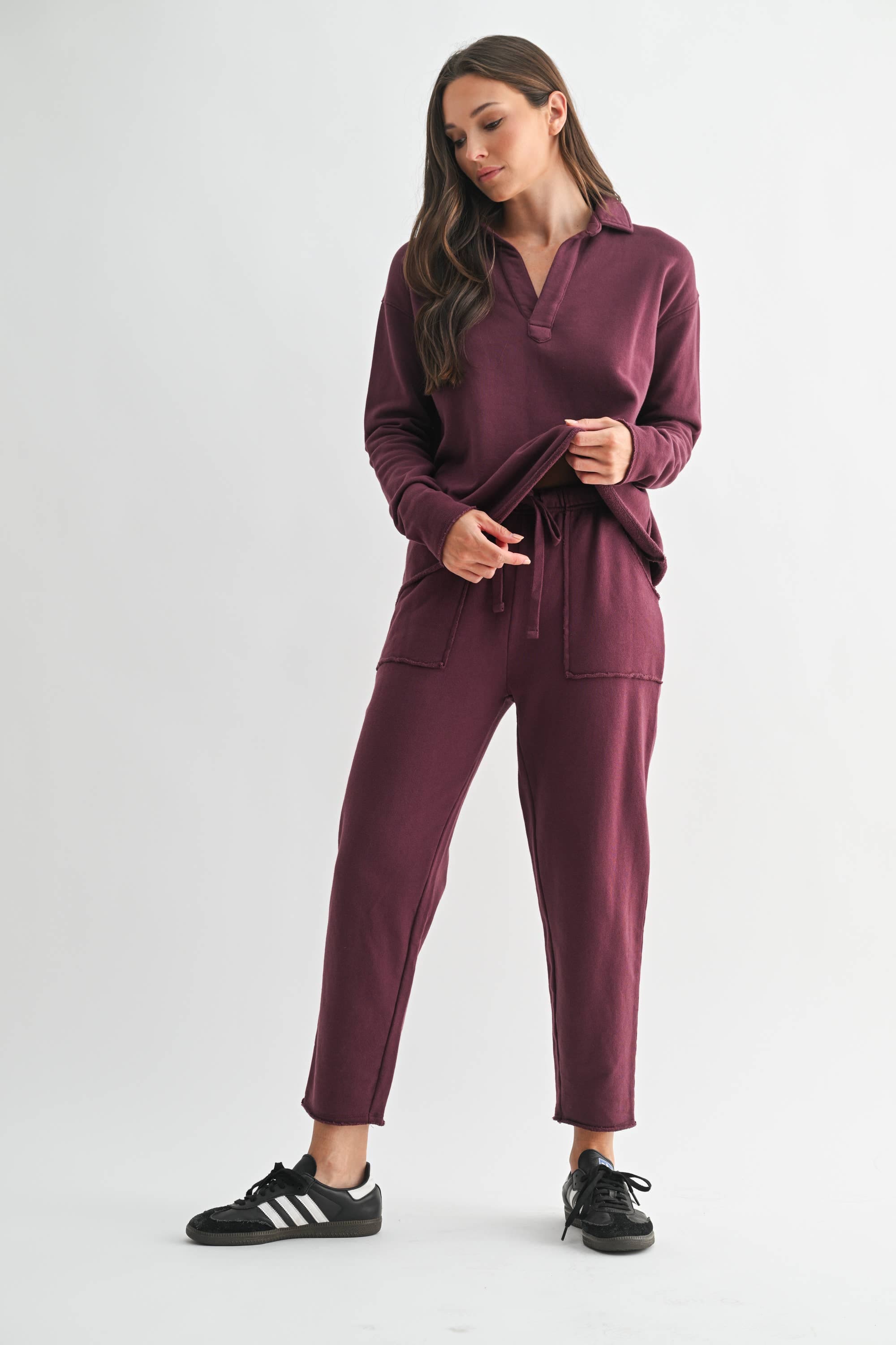 Henley Style Long Sleeve V-Neck Top-Long Sleeve Tops-Krush Kandy, Women's Online Fashion Boutique Located in Phoenix, Arizona (Scottsdale Area)