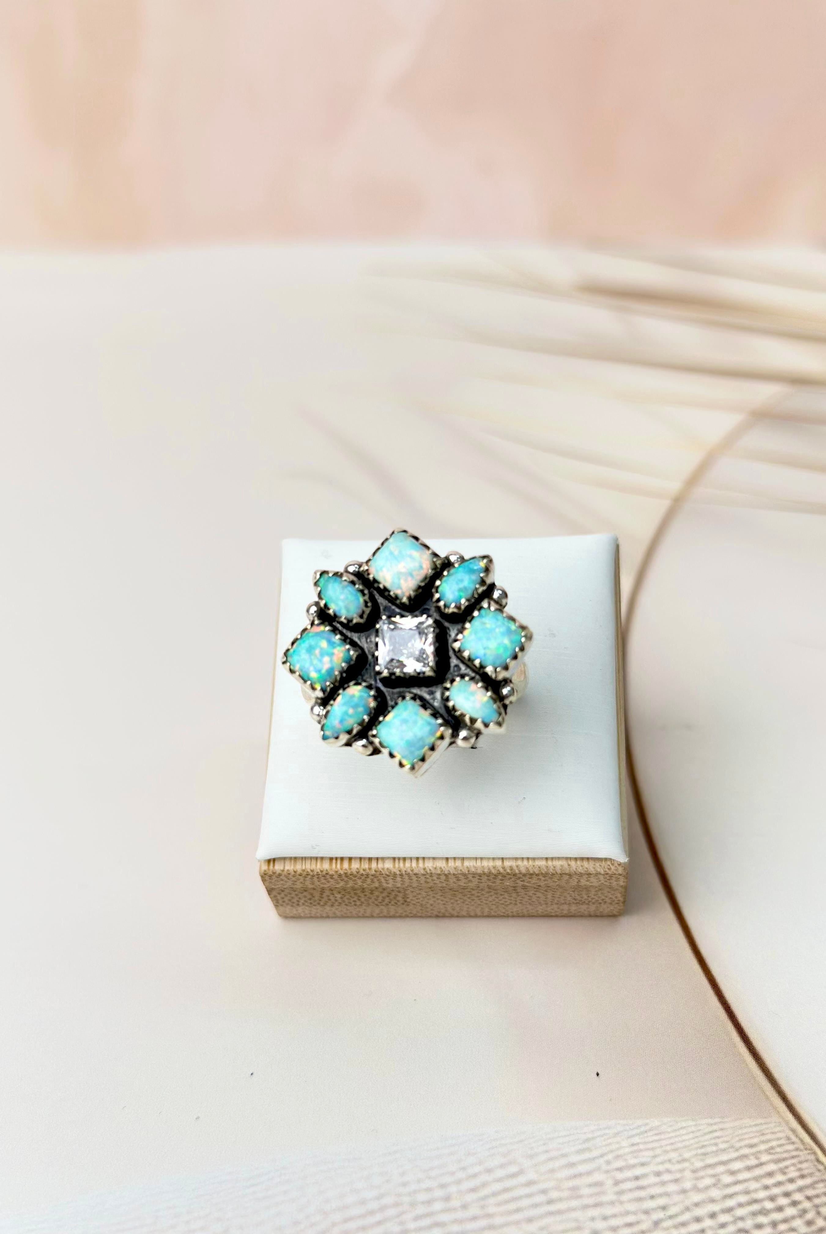 Multi Opal & Crystal Cluster Rings-Rings-Krush Kandy, Women's Online Fashion Boutique Located in Phoenix, Arizona (Scottsdale Area)