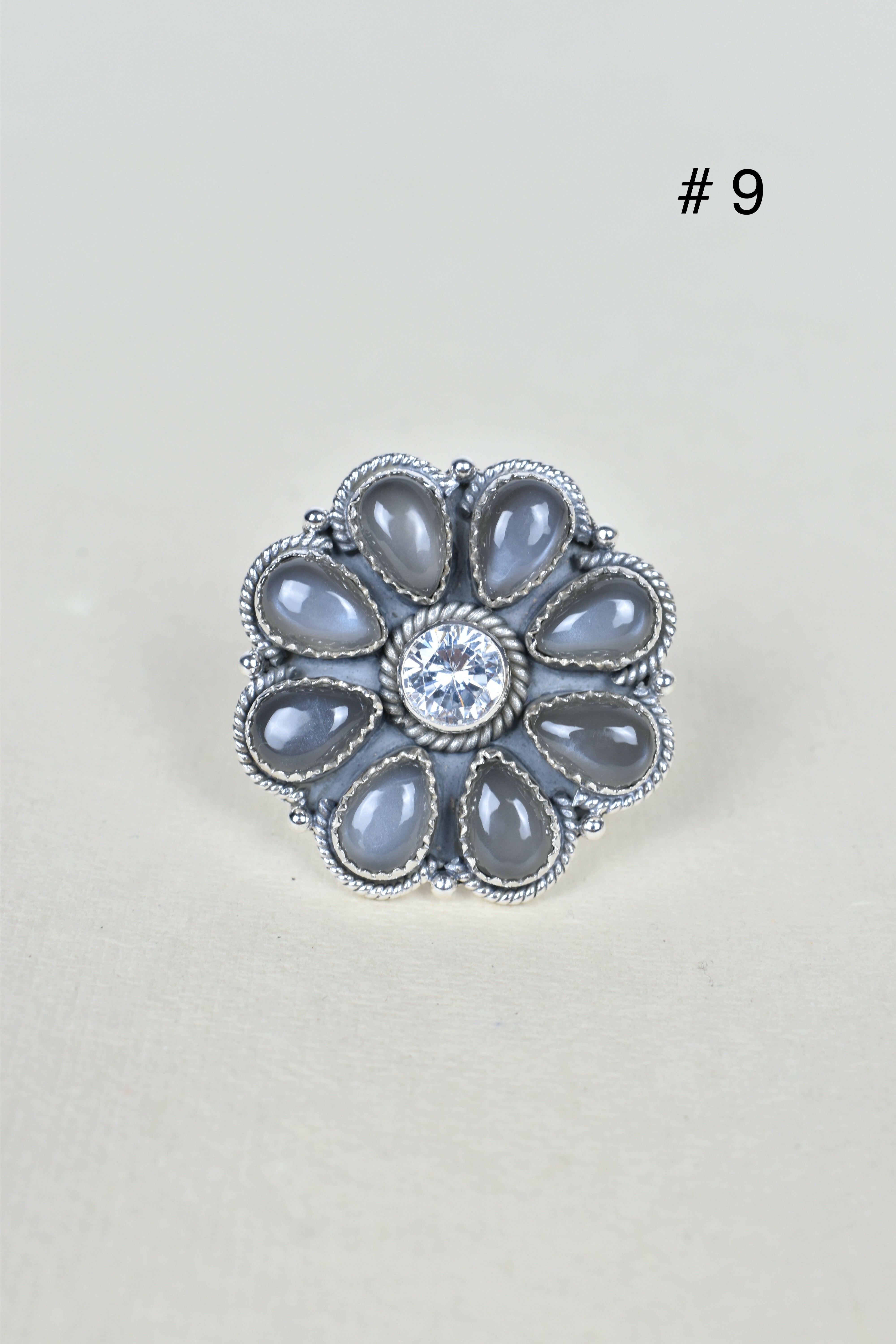 ONE OF A KIND STERLING SILVER CRYSTAL CLUSTER RINGS-Cluster Rings-Krush Kandy, Women's Online Fashion Boutique Located in Phoenix, Arizona (Scottsdale Area)