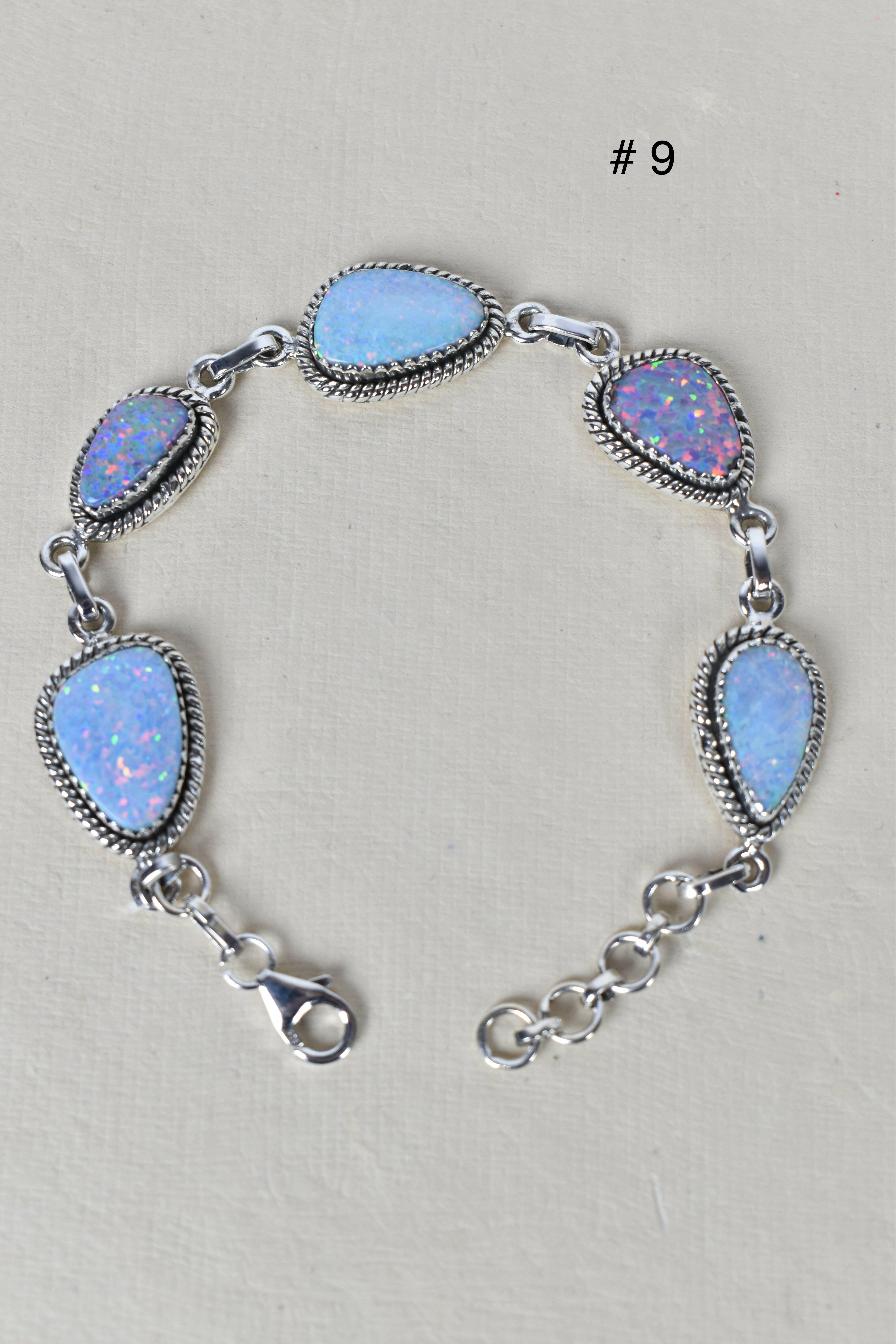 ONE OF A KIND STERLING SILVER 5 STONE BRACELET-Gemstone Bracelets-Krush Kandy, Women's Online Fashion Boutique Located in Phoenix, Arizona (Scottsdale Area)