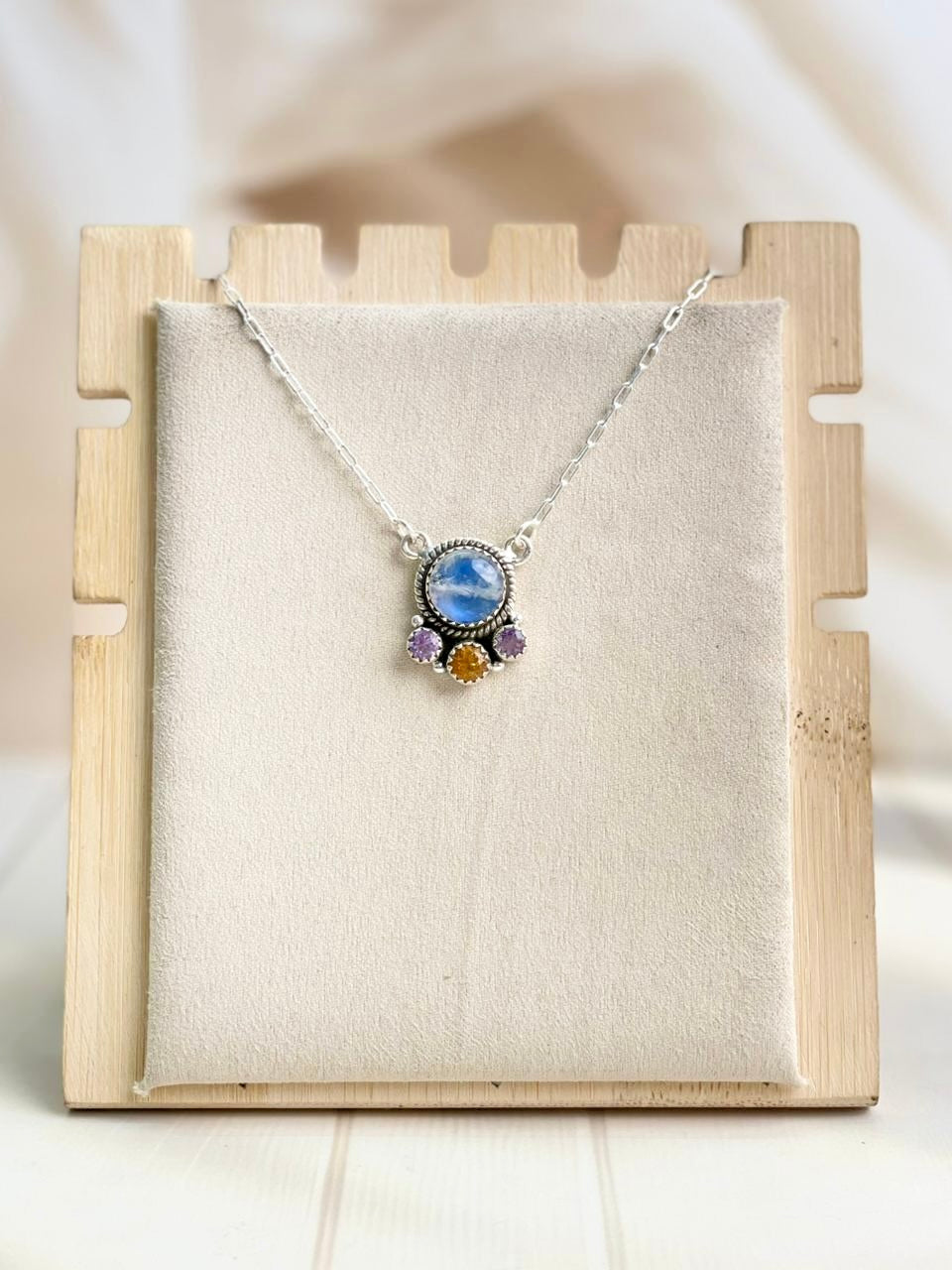 Celestial Spring Moonstone Round Necklace-Necklaces-Krush Kandy, Women's Online Fashion Boutique Located in Phoenix, Arizona (Scottsdale Area)