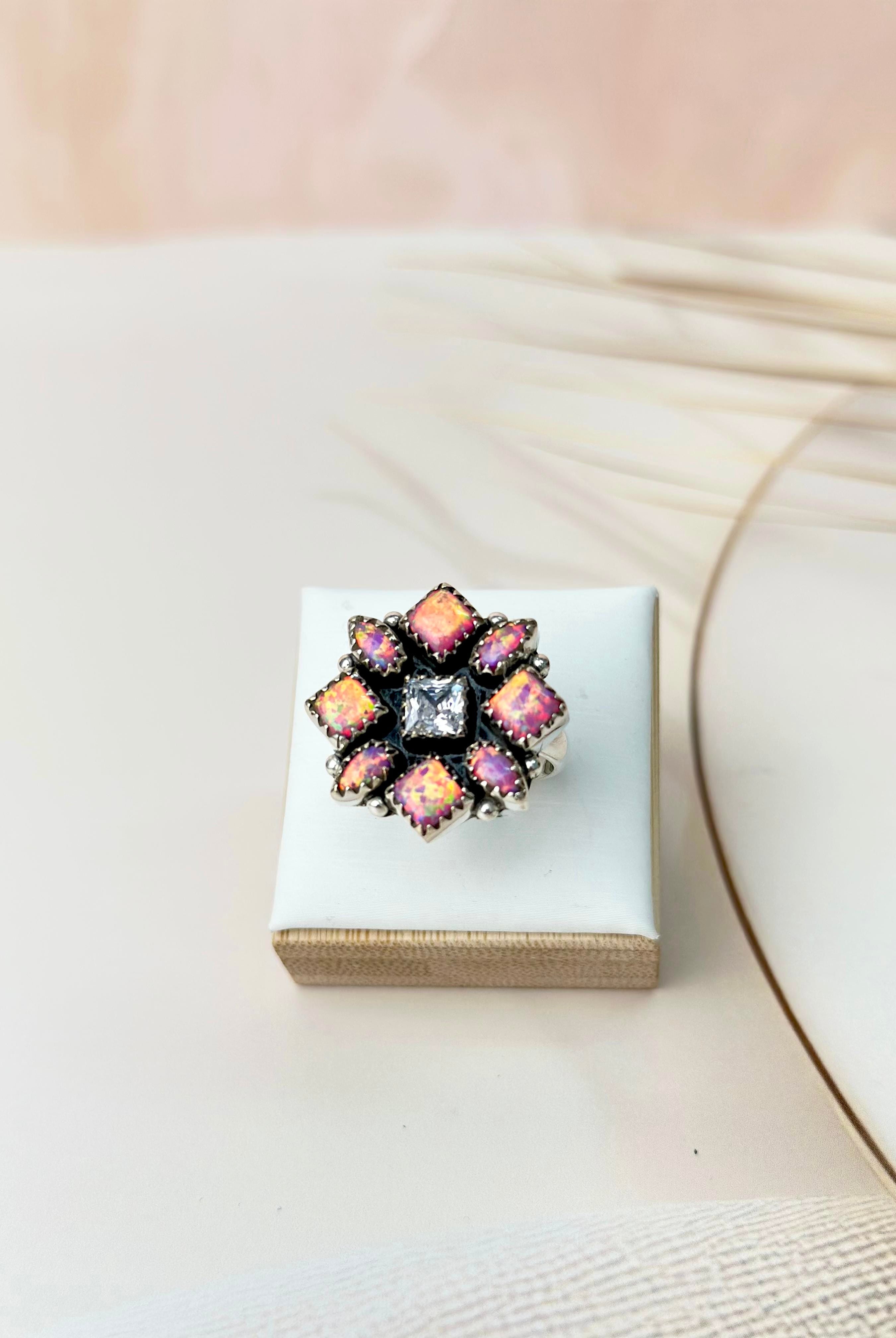 Multi Opal & Crystal Cluster Rings-Rings-Krush Kandy, Women's Online Fashion Boutique Located in Phoenix, Arizona (Scottsdale Area)