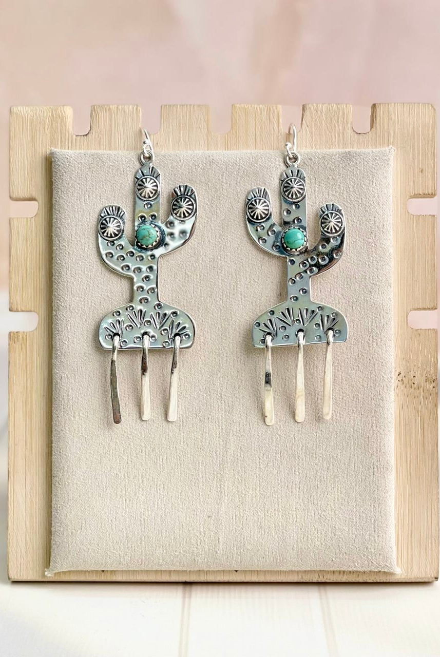 Boho Fringe Cactus Dangle Earrings-Earrings-Krush Kandy, Women's Online Fashion Boutique Located in Phoenix, Arizona (Scottsdale Area)