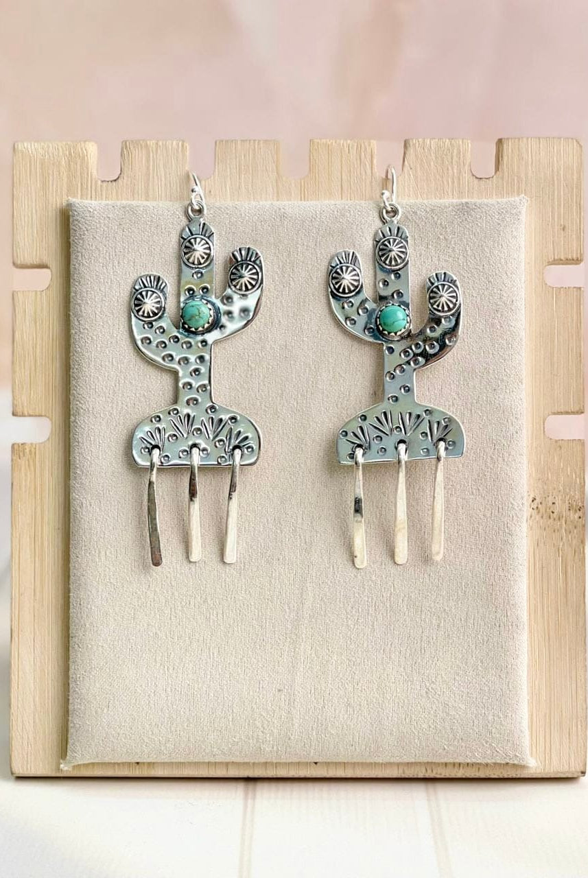 Boho Fringe Cactus Dangle Earrings-Earrings-Krush Kandy, Women's Online Fashion Boutique Located in Phoenix, Arizona (Scottsdale Area)