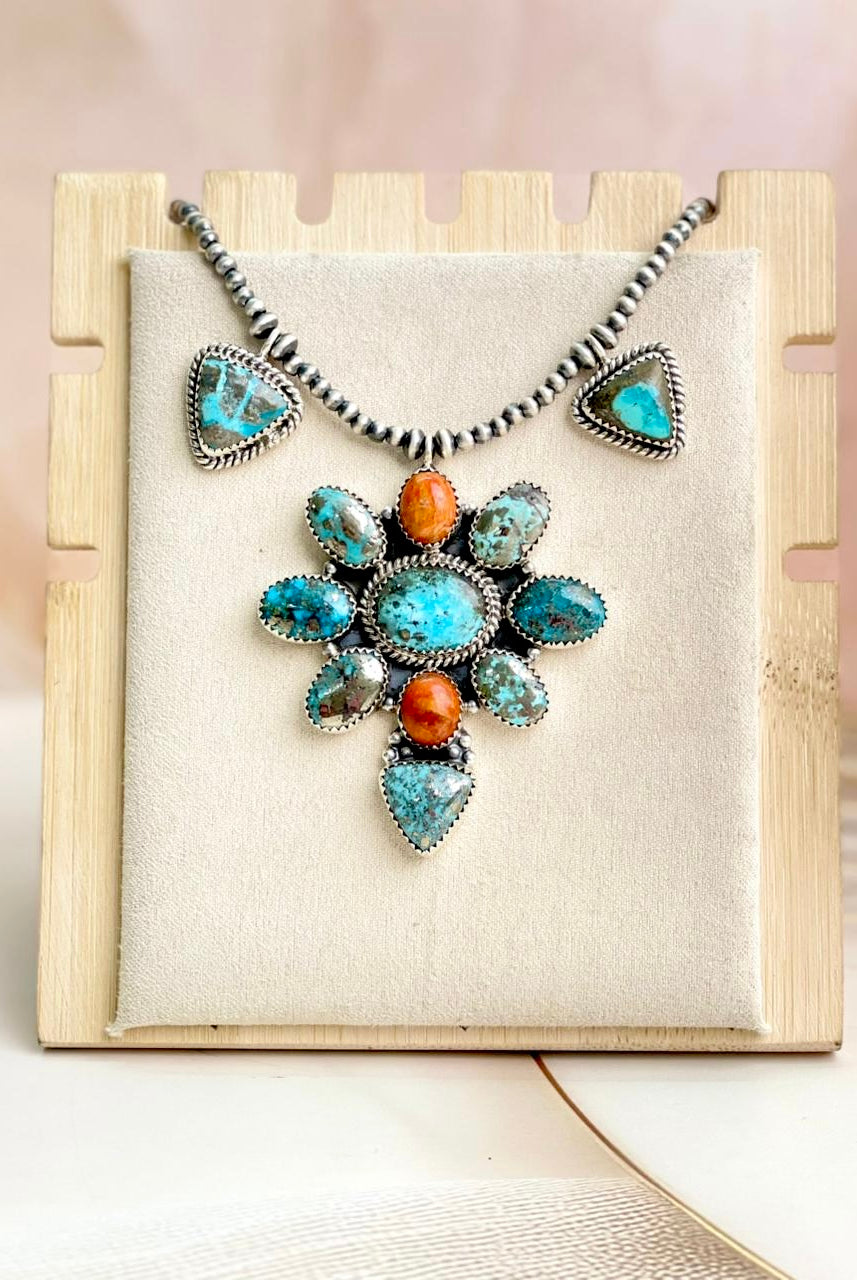 Desert Pearl Persian Turquoise & Orange Mohave Necklaces no 2-Necklaces-Krush Kandy, Women's Online Fashion Boutique Located in Phoenix, Arizona (Scottsdale Area)