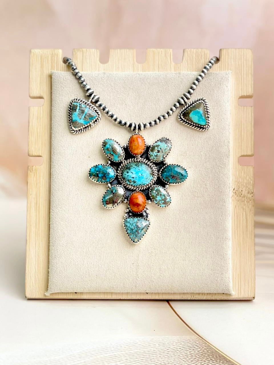Desert Pearl Persian Turquoise & Orange Mohave Necklaces no 2-Necklaces-Krush Kandy, Women's Online Fashion Boutique Located in Phoenix, Arizona (Scottsdale Area)