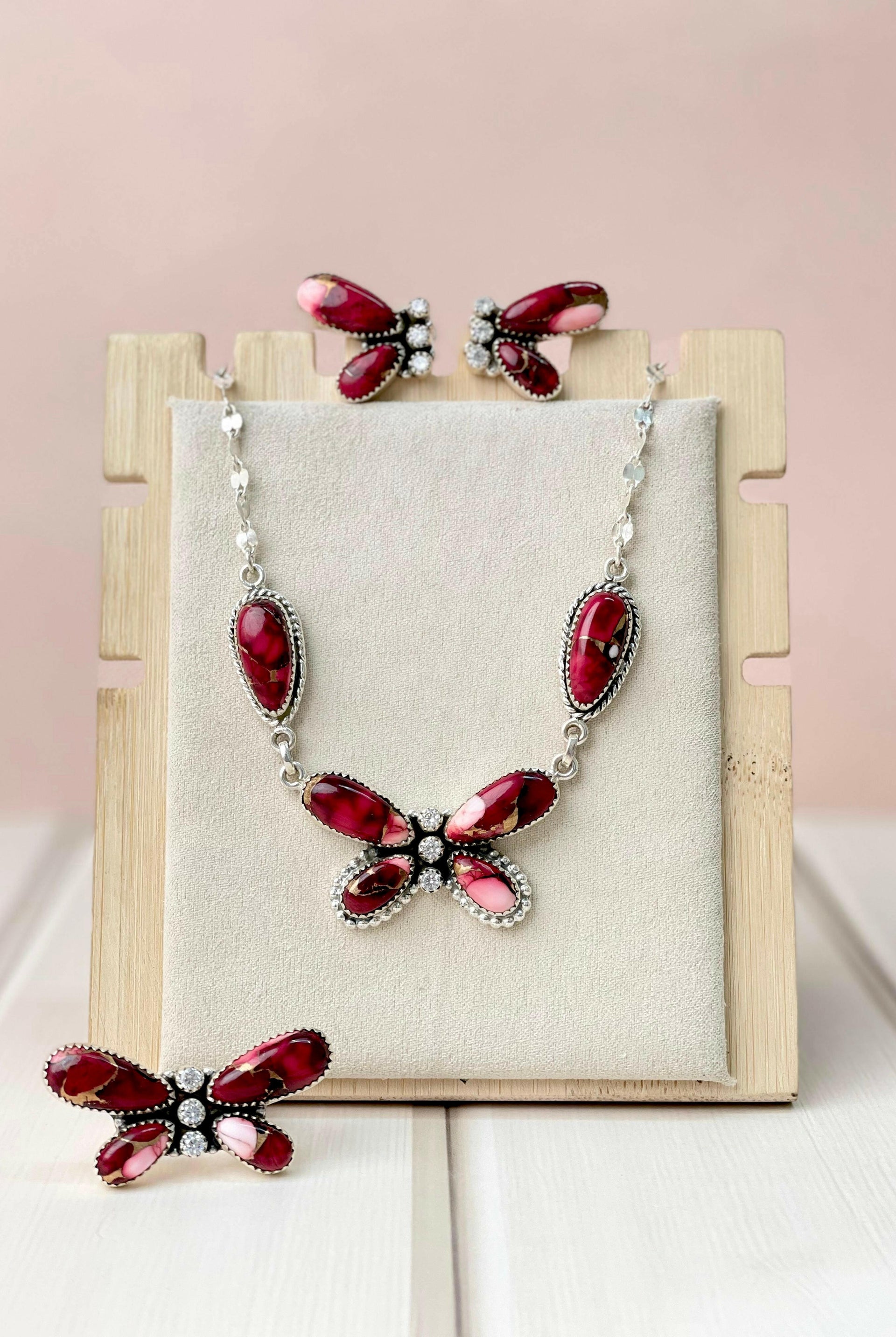 Red Dahlia Southwest Butterfly Necklace Set-Necklaces-Krush Kandy, Women's Online Fashion Boutique Located in Phoenix, Arizona (Scottsdale Area)