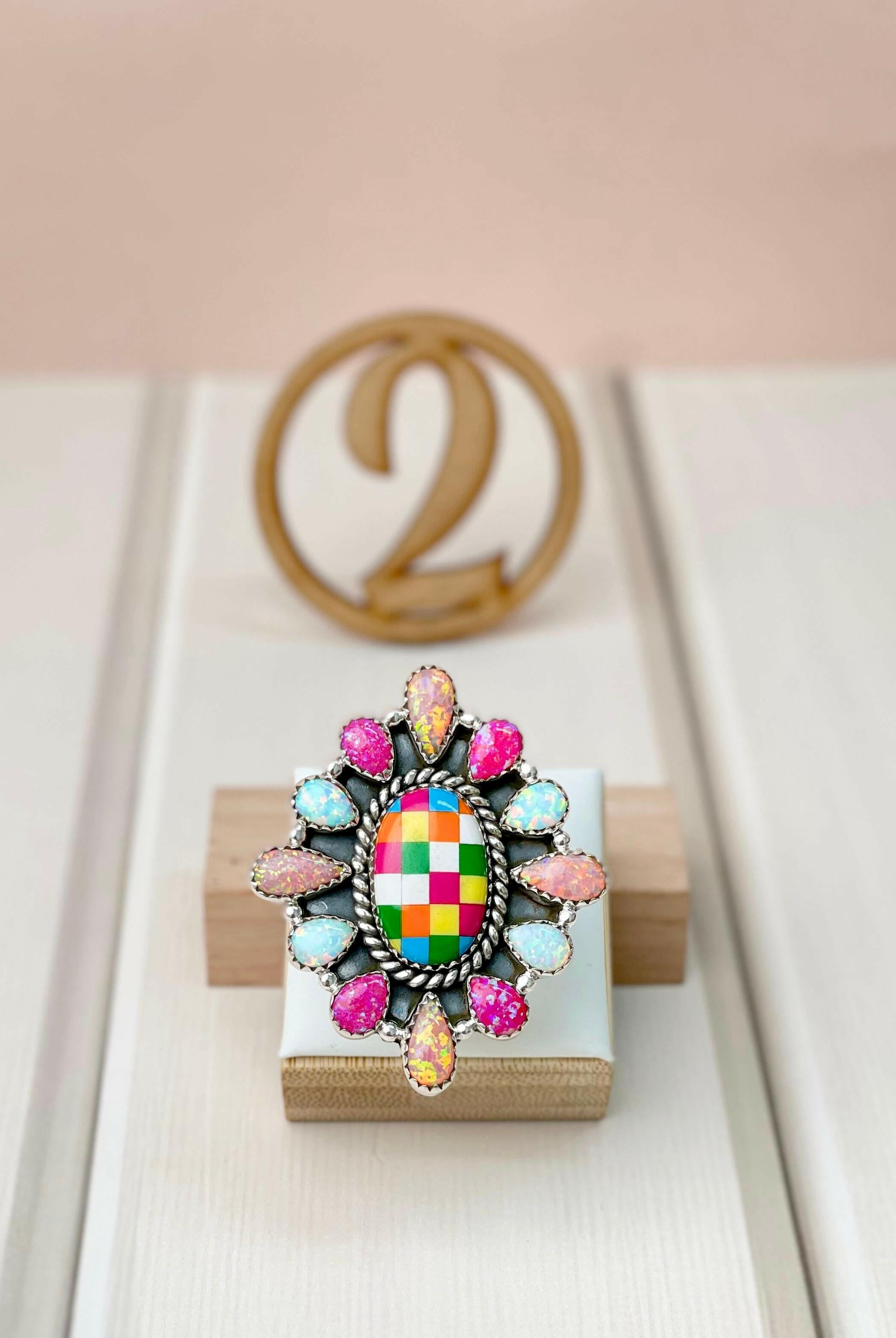 Summer Checkered Cluster Rings-Rings-Krush Kandy, Women's Online Fashion Boutique Located in Phoenix, Arizona (Scottsdale Area)