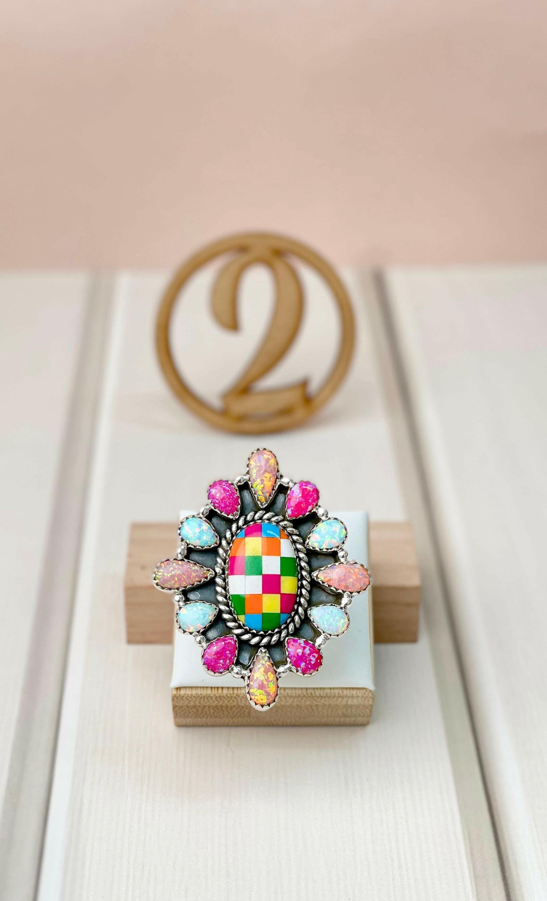 Summer Checkered Cluster Rings-Rings-Krush Kandy, Women's Online Fashion Boutique Located in Phoenix, Arizona (Scottsdale Area)