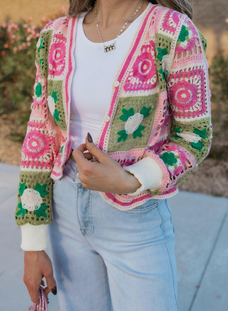 Jade Crochet Lace Cardigan-Cardigans-Krush Kandy, Women's Online Fashion Boutique Located in Phoenix, Arizona (Scottsdale Area)