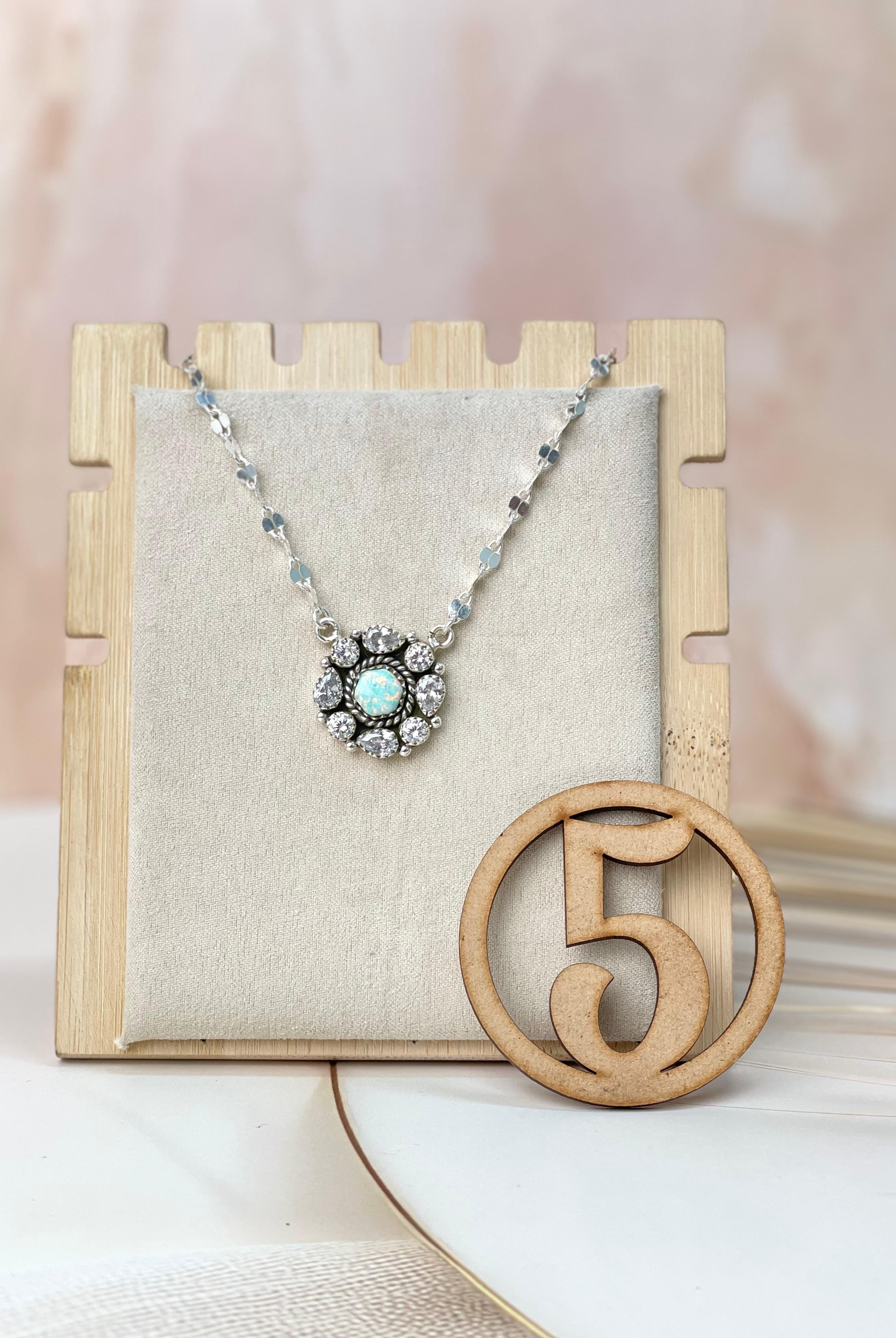 Crystals and Opal Necklace sno 44-Necklaces-Krush Kandy, Women's Online Fashion Boutique Located in Phoenix, Arizona (Scottsdale Area)