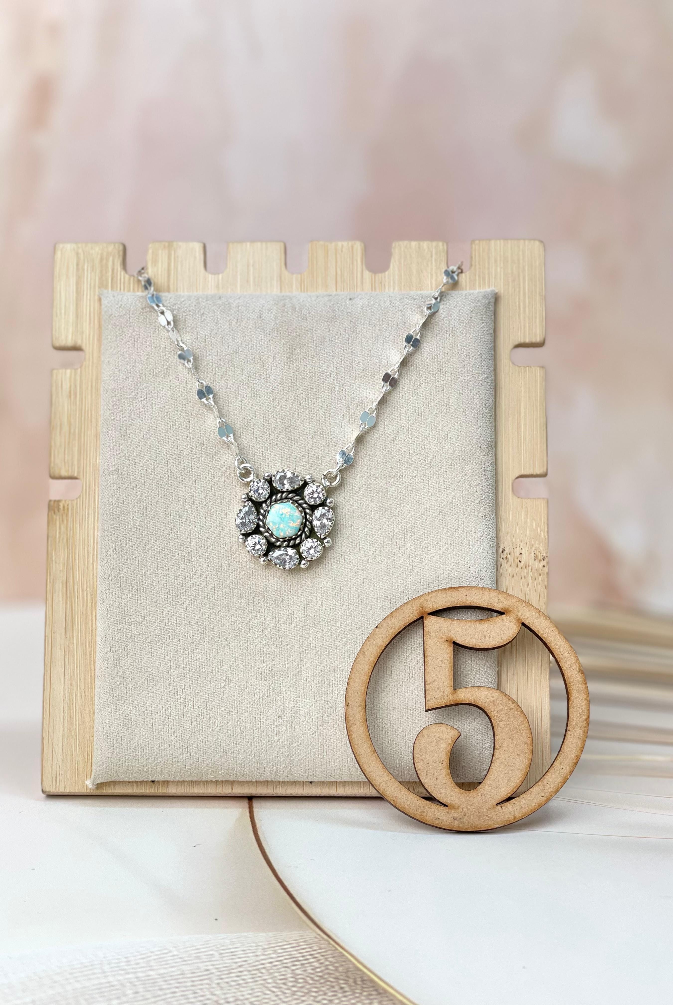 Crystals and Opal Necklace sno 44-Necklaces-Krush Kandy, Women's Online Fashion Boutique Located in Phoenix, Arizona (Scottsdale Area)