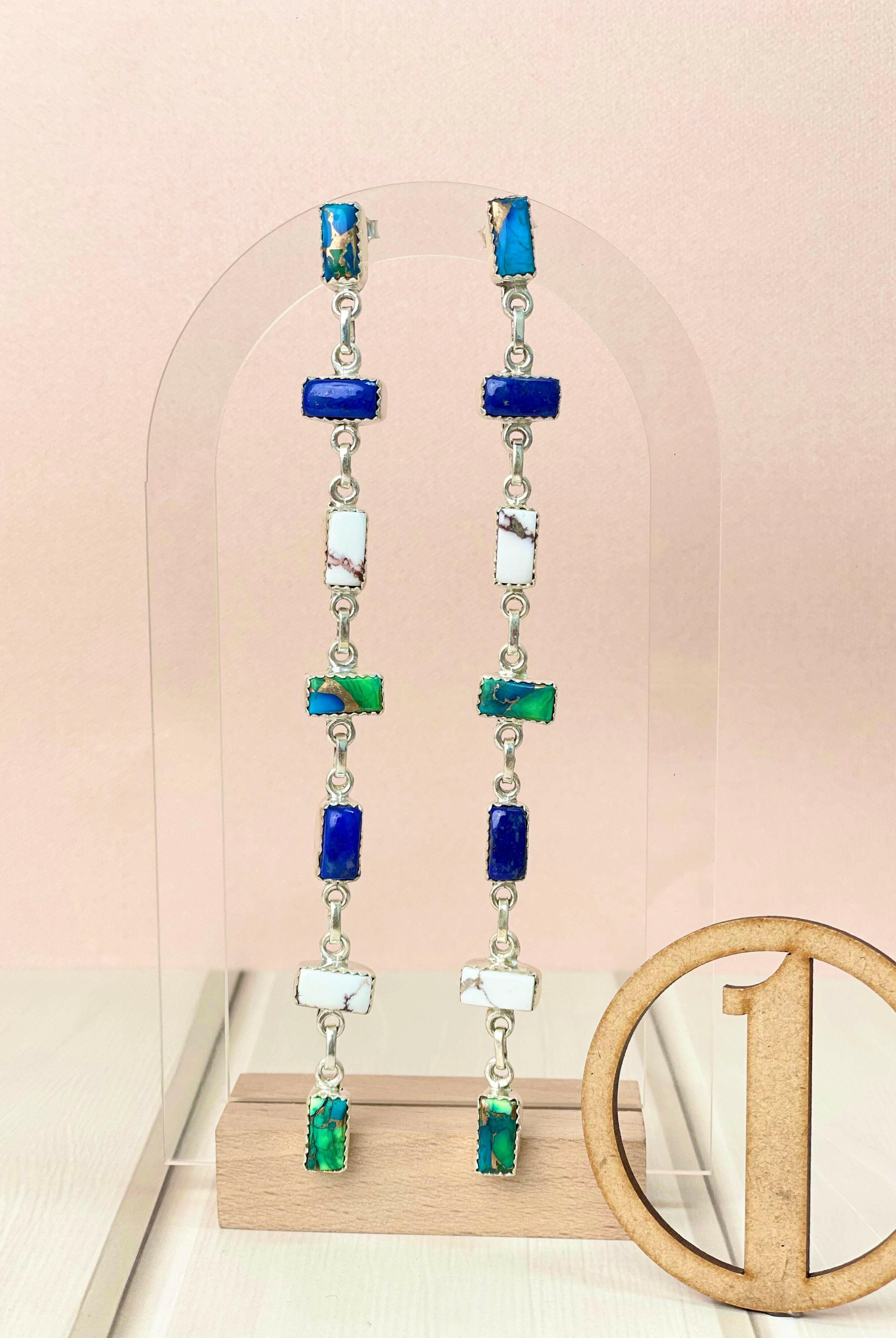 Dancing Bar Peacock Dahlia Earrings-Earrings-Krush Kandy, Women's Online Fashion Boutique Located in Phoenix, Arizona (Scottsdale Area)