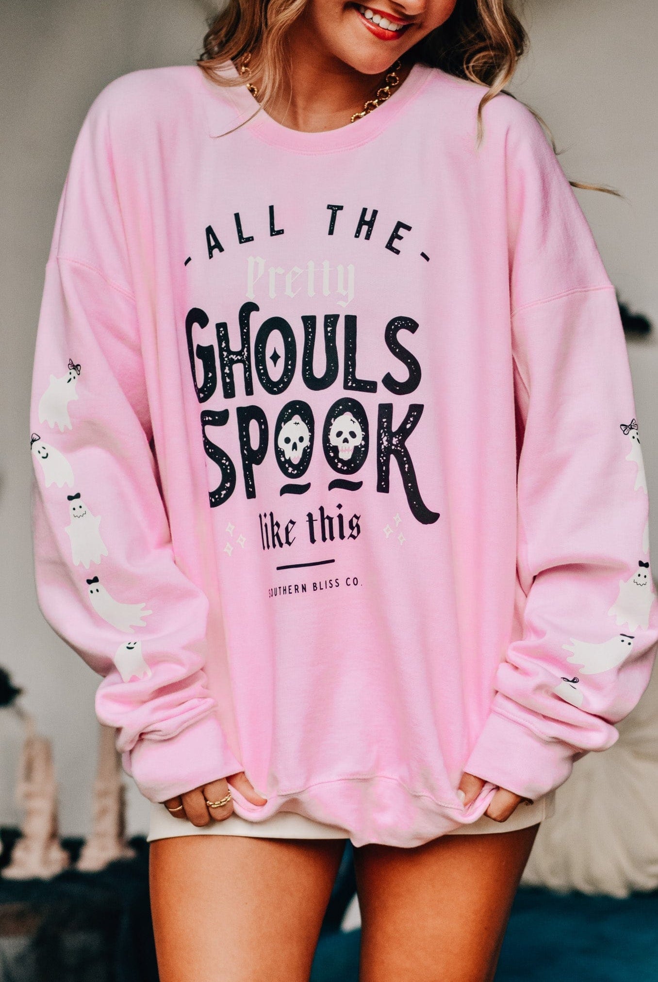 All The Pretty Ghouls Sweatshirt-Krush Kandy, Women's Online Fashion Boutique Located in Phoenix, Arizona (Scottsdale Area)