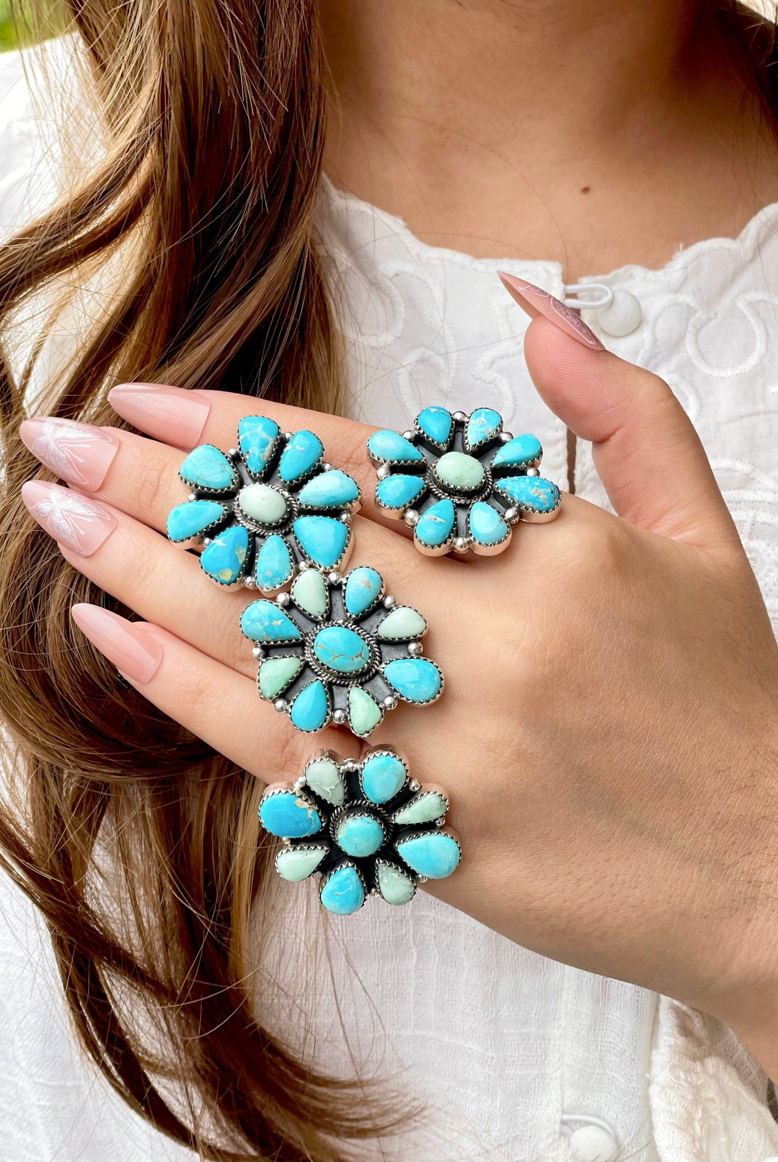 White Water Turquoise & Paloma Western Rings Bno. 10-Rings-Krush Kandy, Women's Online Fashion Boutique Located in Phoenix, Arizona (Scottsdale Area)