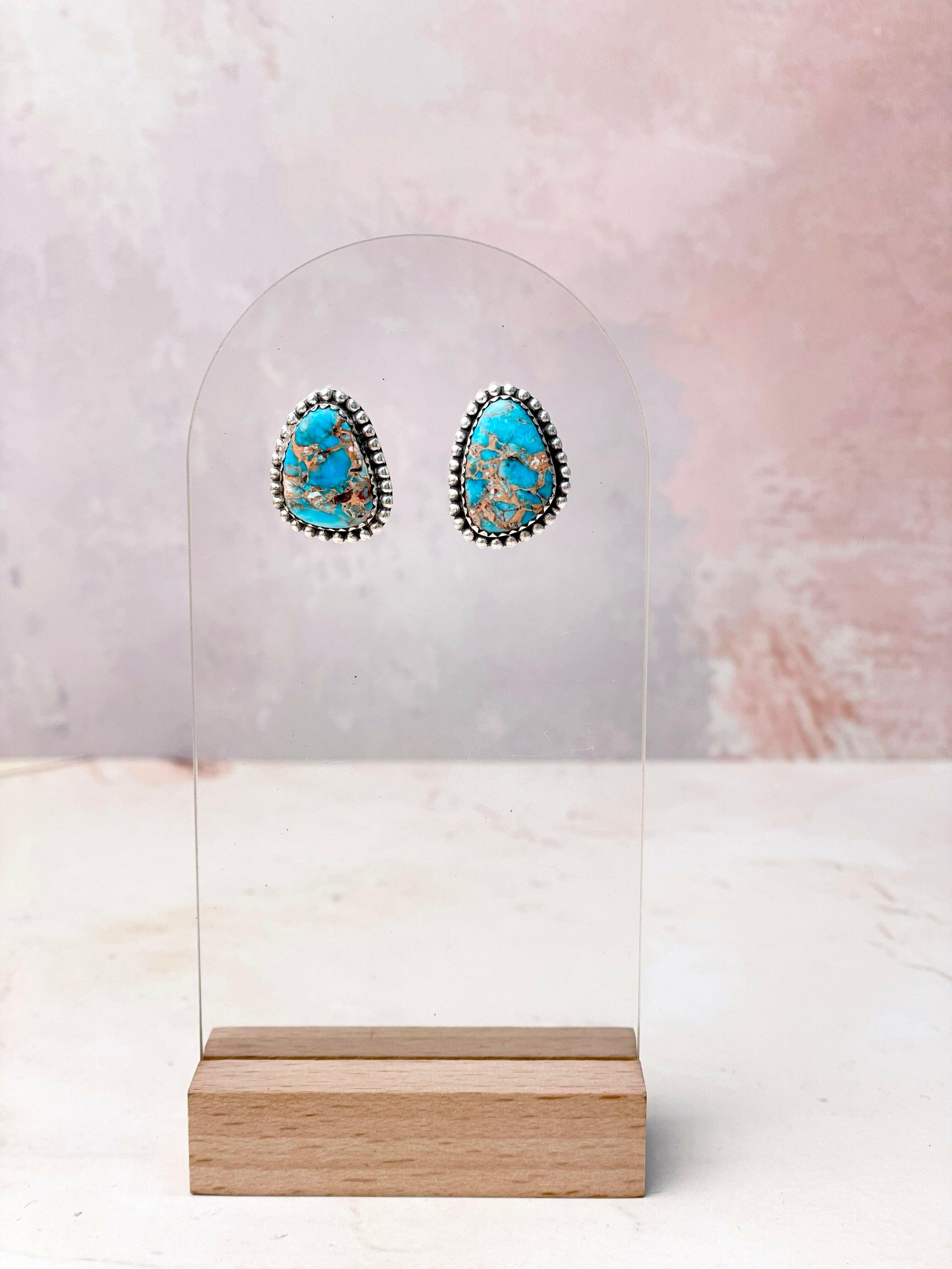 Desert Blue Jasper Slab Studs-Earrings-Krush Kandy, Women's Online Fashion Boutique Located in Phoenix, Arizona (Scottsdale Area)