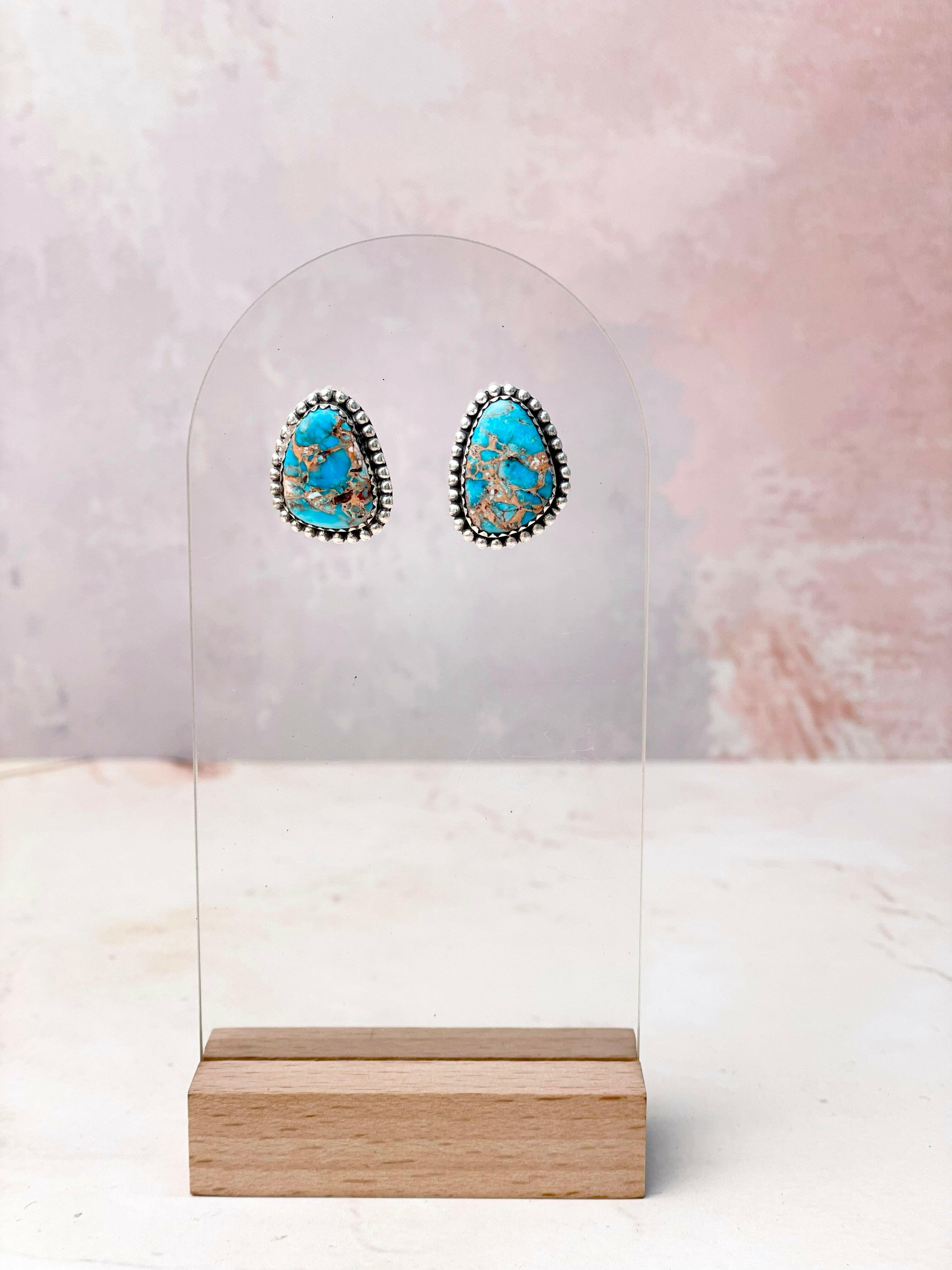 Desert Blue Jasper Slab Studs-Earrings-Krush Kandy, Women's Online Fashion Boutique Located in Phoenix, Arizona (Scottsdale Area)
