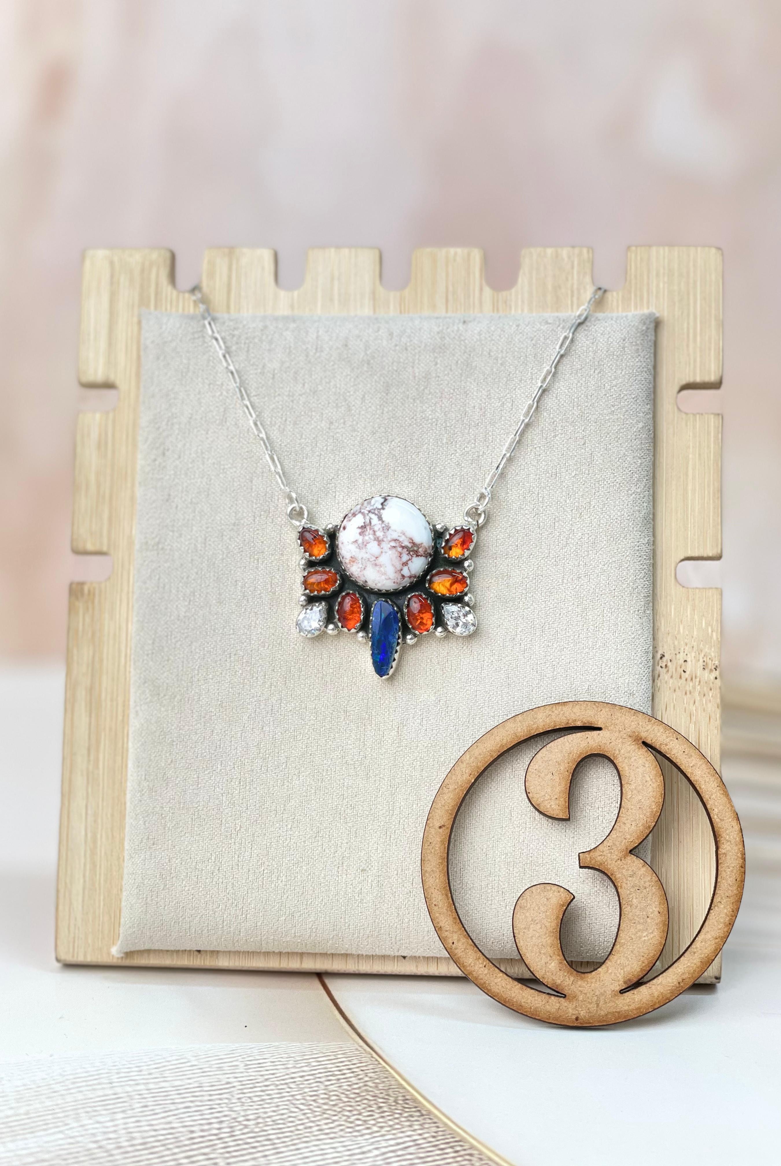 Australian Opal & Amber Necklace sno 55-Necklaces-Krush Kandy, Women's Online Fashion Boutique Located in Phoenix, Arizona (Scottsdale Area)
