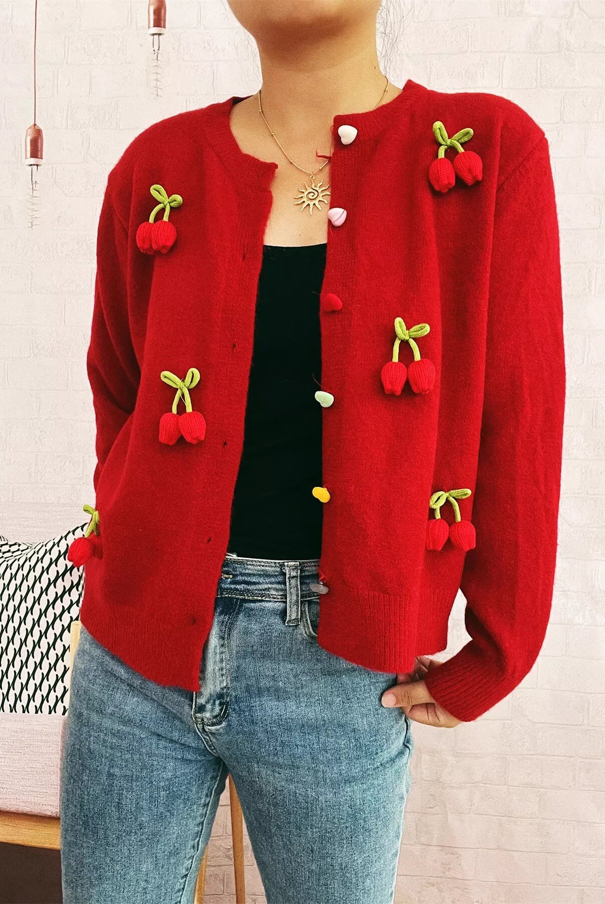 Flower Button Up Long Sleeve Cardigan-Cardigans-Krush Kandy, Women's Online Fashion Boutique Located in Phoenix, Arizona (Scottsdale Area)