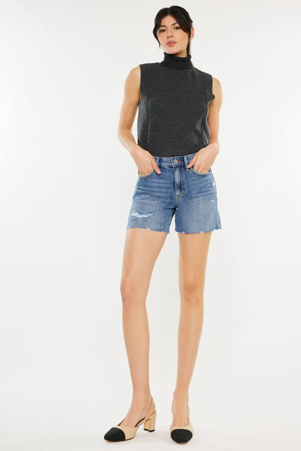 Kancan Distressed High Waist Denim Shorts-Denim-Krush Kandy, Women's Online Fashion Boutique Located in Phoenix, Arizona (Scottsdale Area)